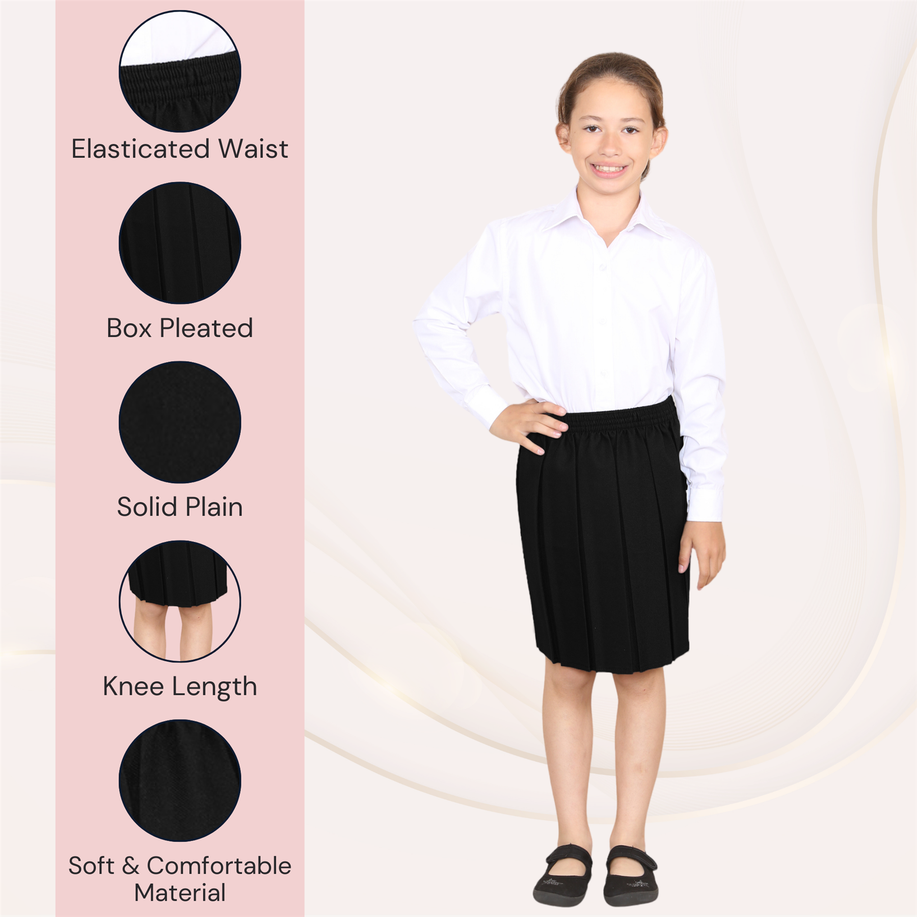 Mädchen Box Plissee Rock Schule Allround elastische Taille Uniform Kinder Röcke - Bild 12 von 92
