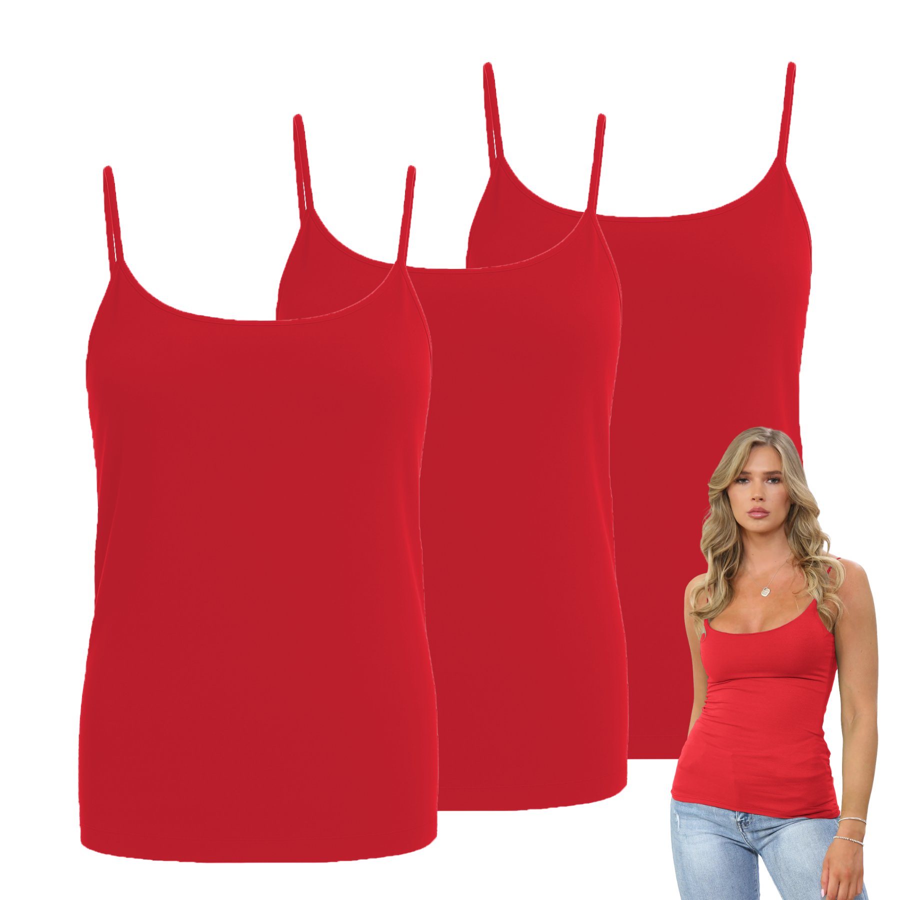 Womens Bodycon Cami Strappy Tank Top Plain Summer Activewear Vest Top, Pack of 3 - Picture 143 of 221