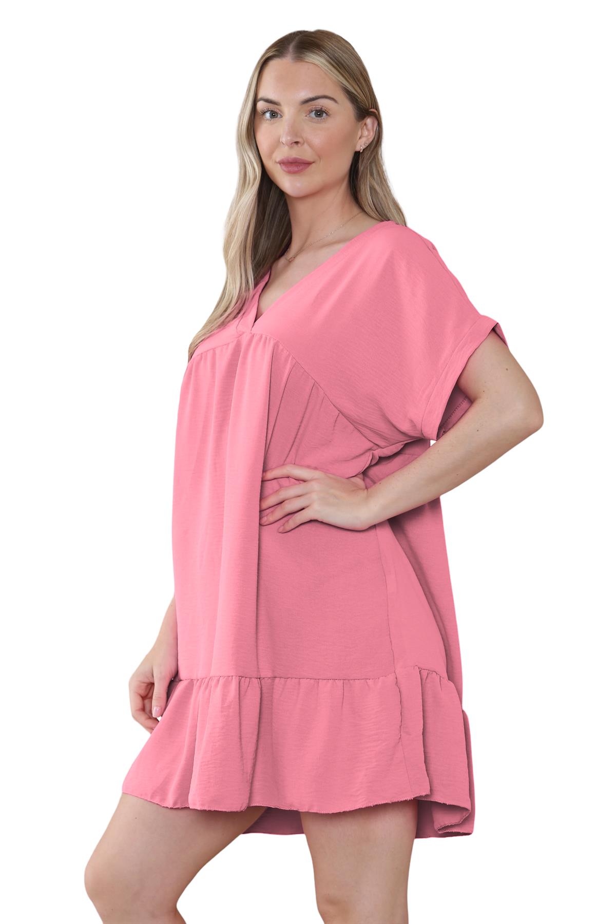 Mini top plisado liso italiano con cuello en V para mujer playa columpio - Imagen 13 de 54