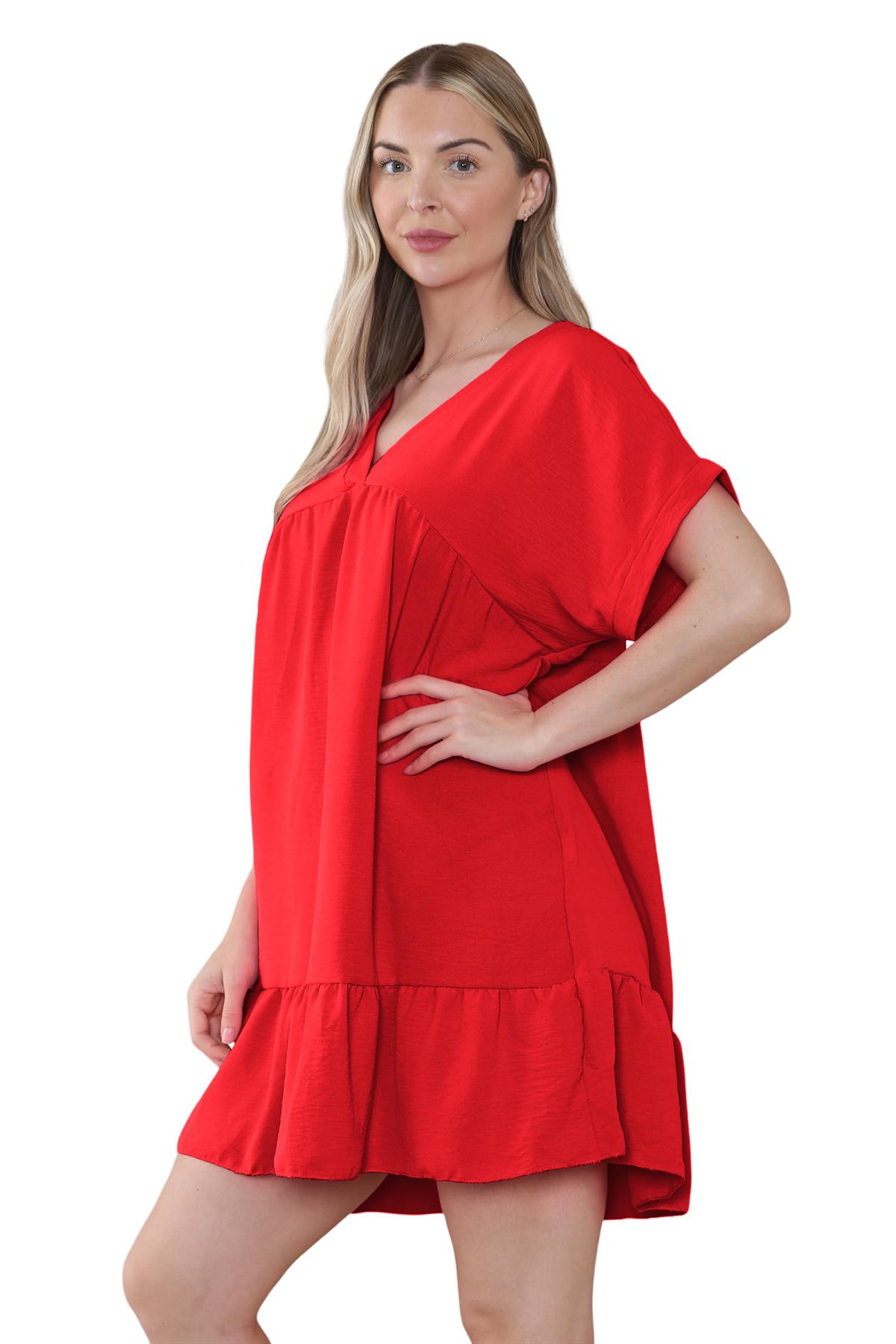 Mini top plisado liso italiano con cuello en V para mujer playa columpio - Imagen 30 de 54