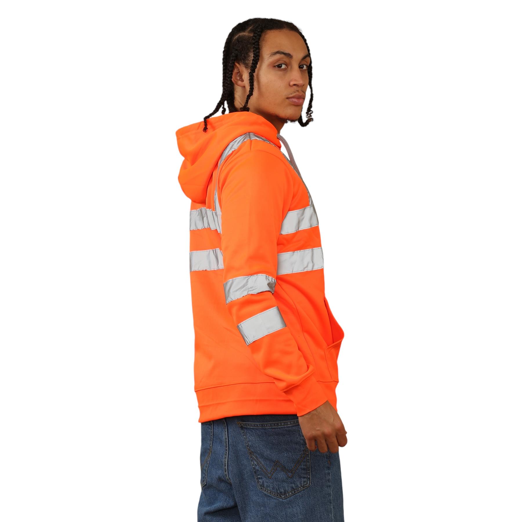 Nuevo Para Hombres Alta Visibilidad Sudadera con Capucha Visibilidad Cremallera Polar Trabajo Sudadera con Capucha Chaqueta - Imagen 9 de 21