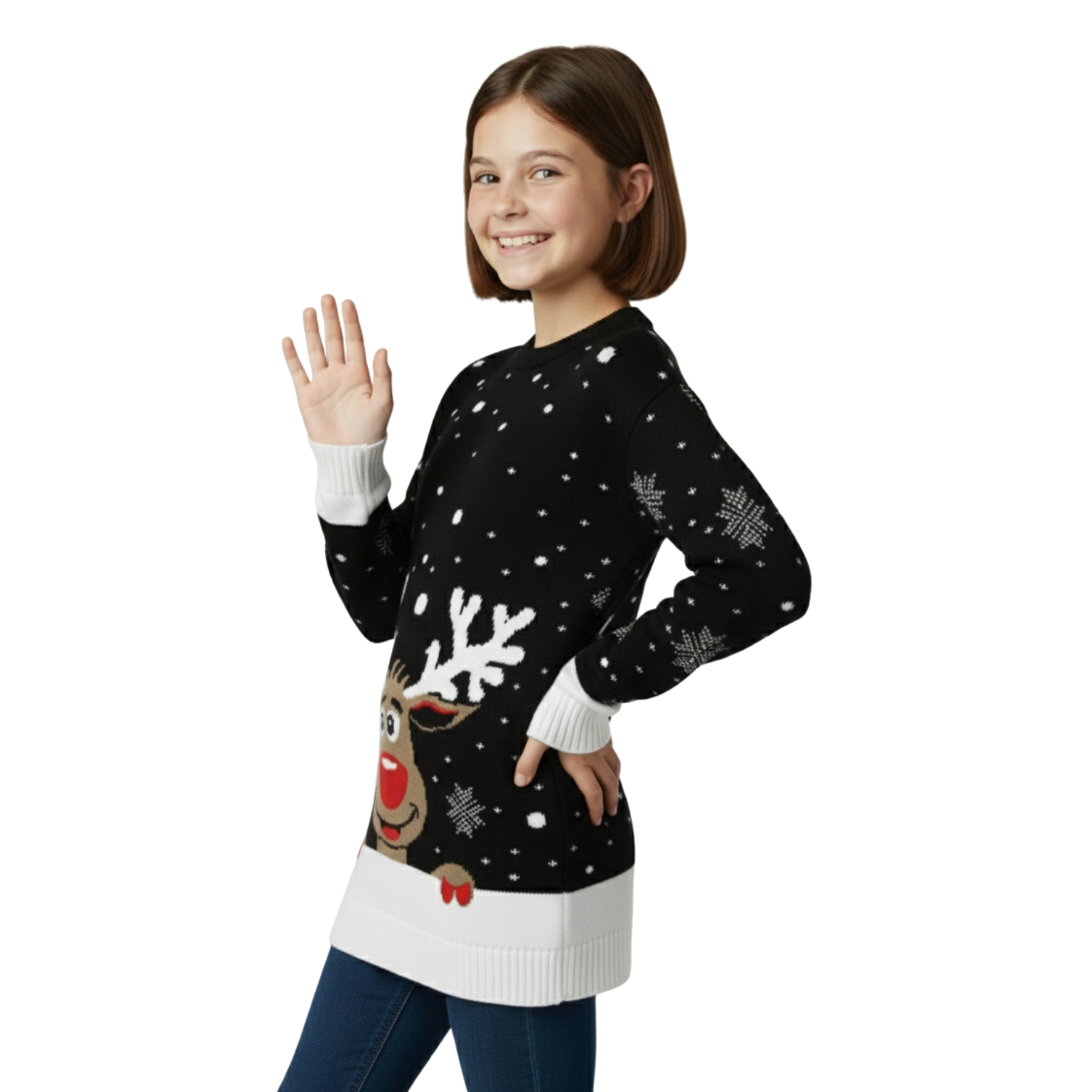 Maglione Renna Bambini Natale Unisex Maglione Girocollo Natale Ragazze Ragazzi Pullover - Foto 3 di 15