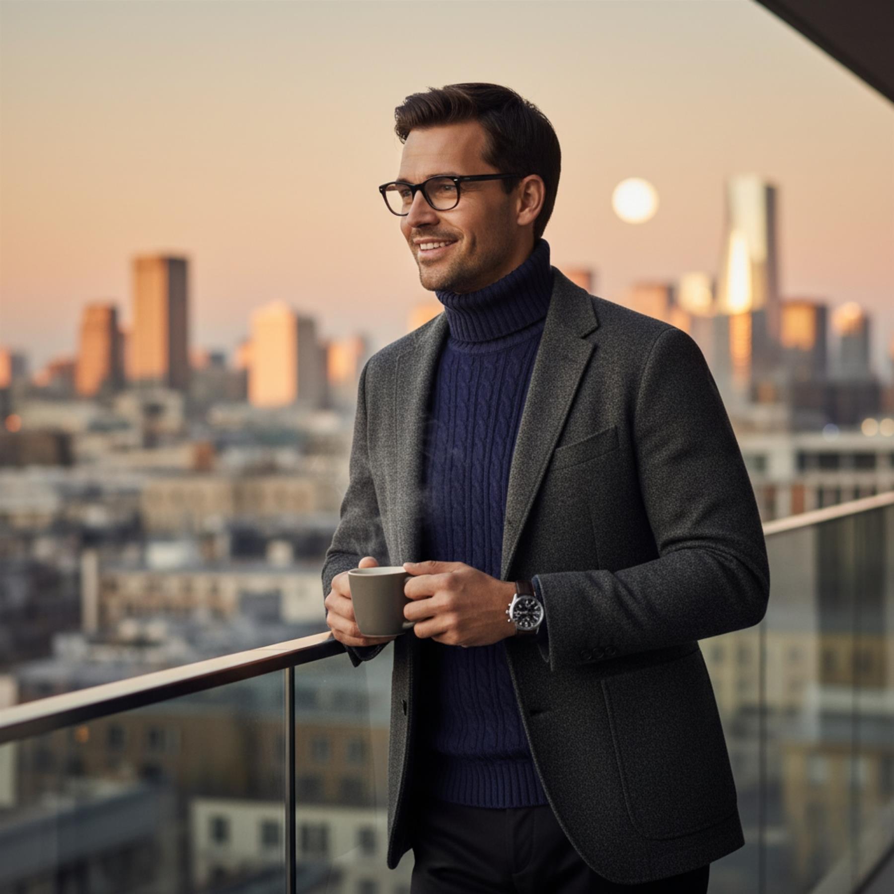 Herren Polo Rollkragen Langarm Pullover Zopfmuster Winterpullover Pulli - Bild 85 von 154