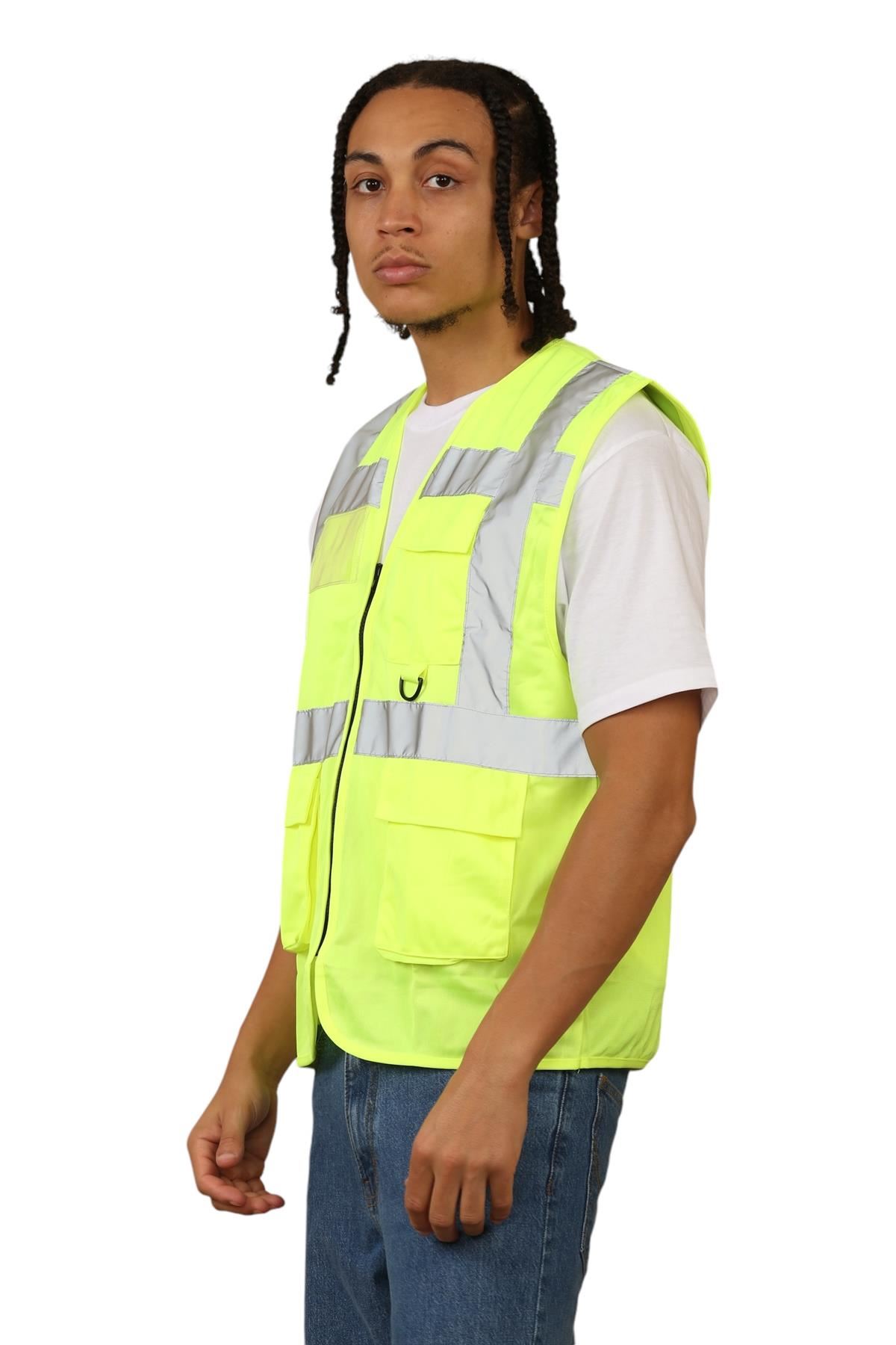Chaleco de alta visibilidad para hombre chaleco de seguridad reflectante chaqueta de trabajo de alta visibilidad - Imagen 9 de 13