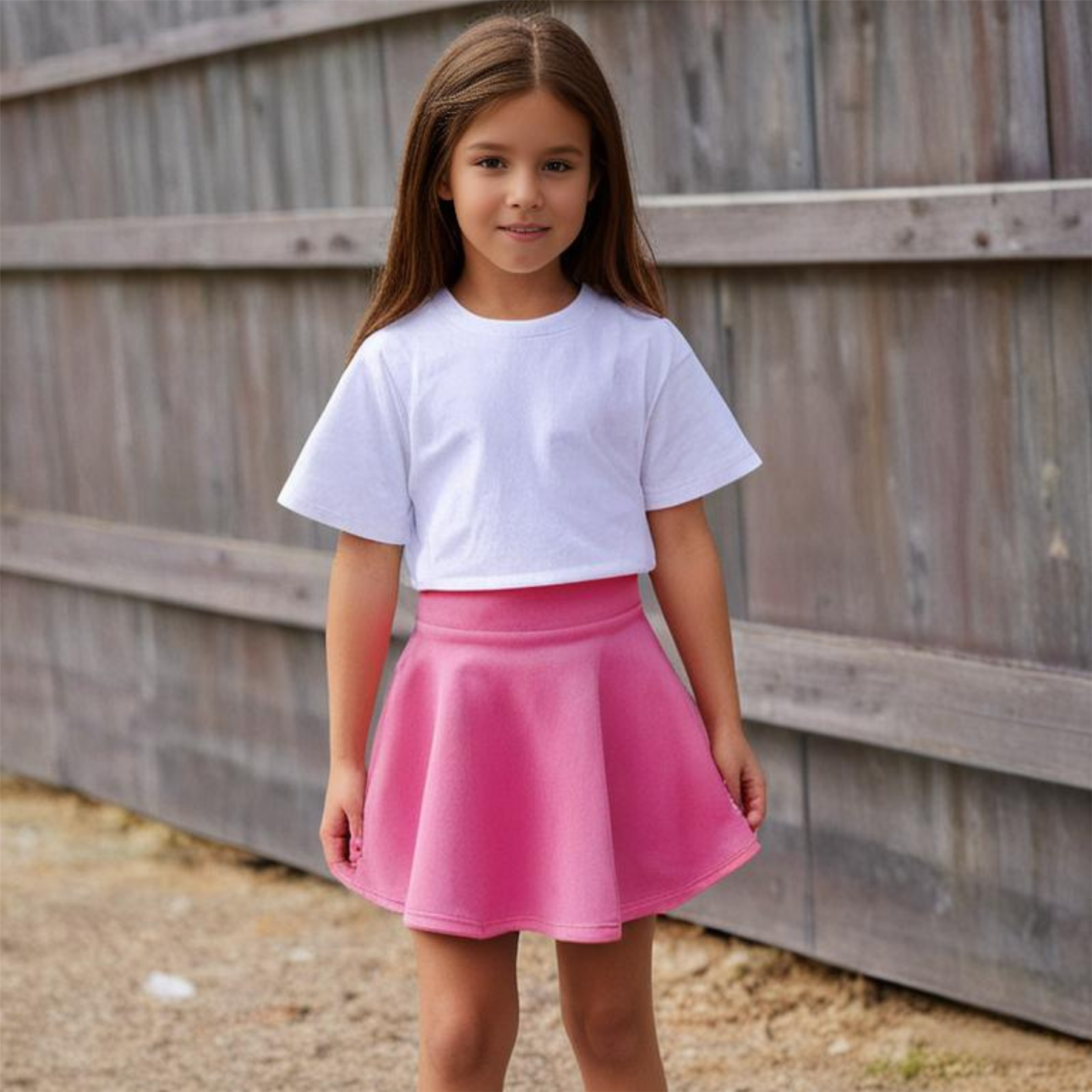 Girls Kids Plain Flared Skirt High Waistband Flippy Stretchy Short Skater Skirt - Picture 34 of 92