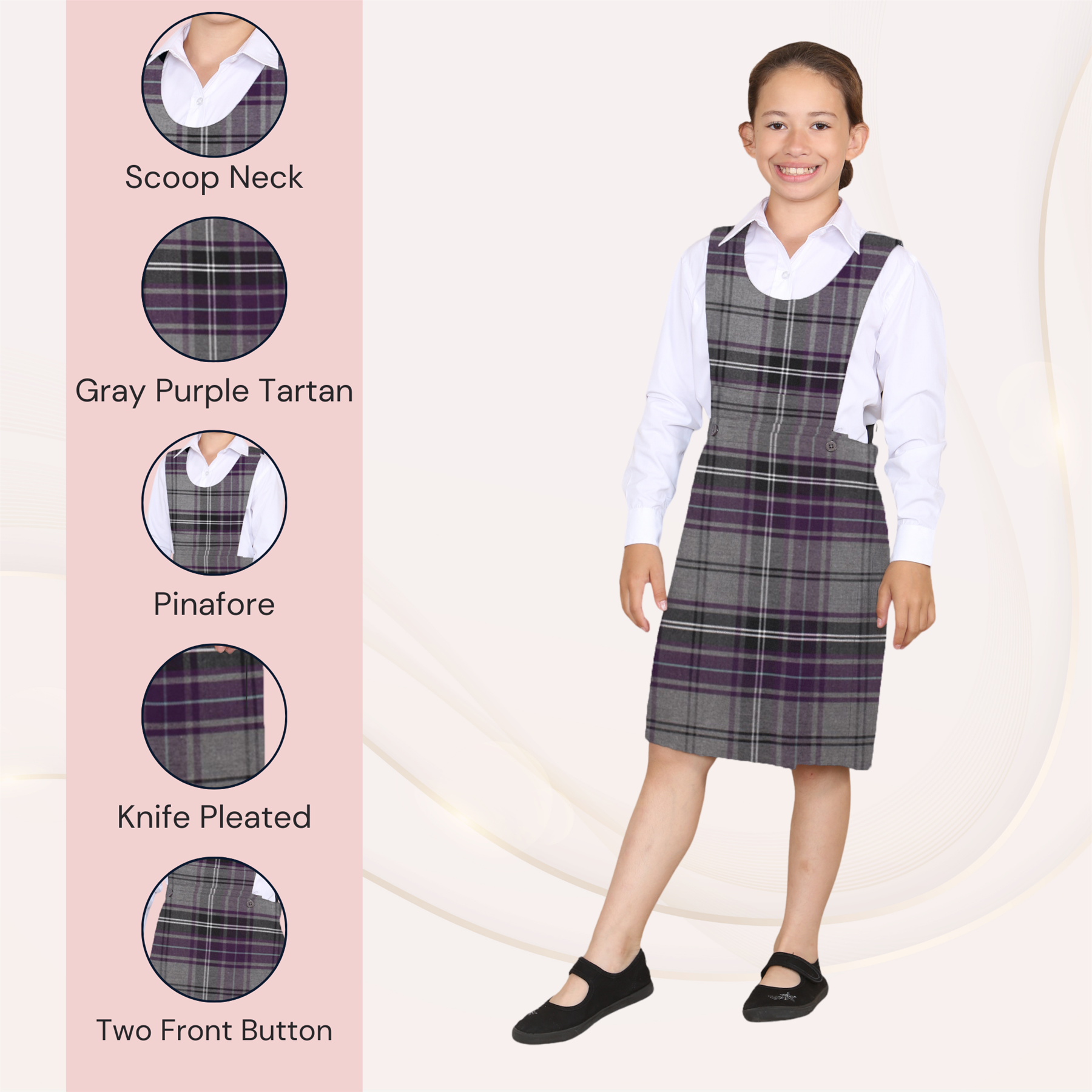 Girls Pleated Bib Pinafore Wrap Over Sleeveless Kids School Uniform Dress 2-16Yr - Picture 53 of 80