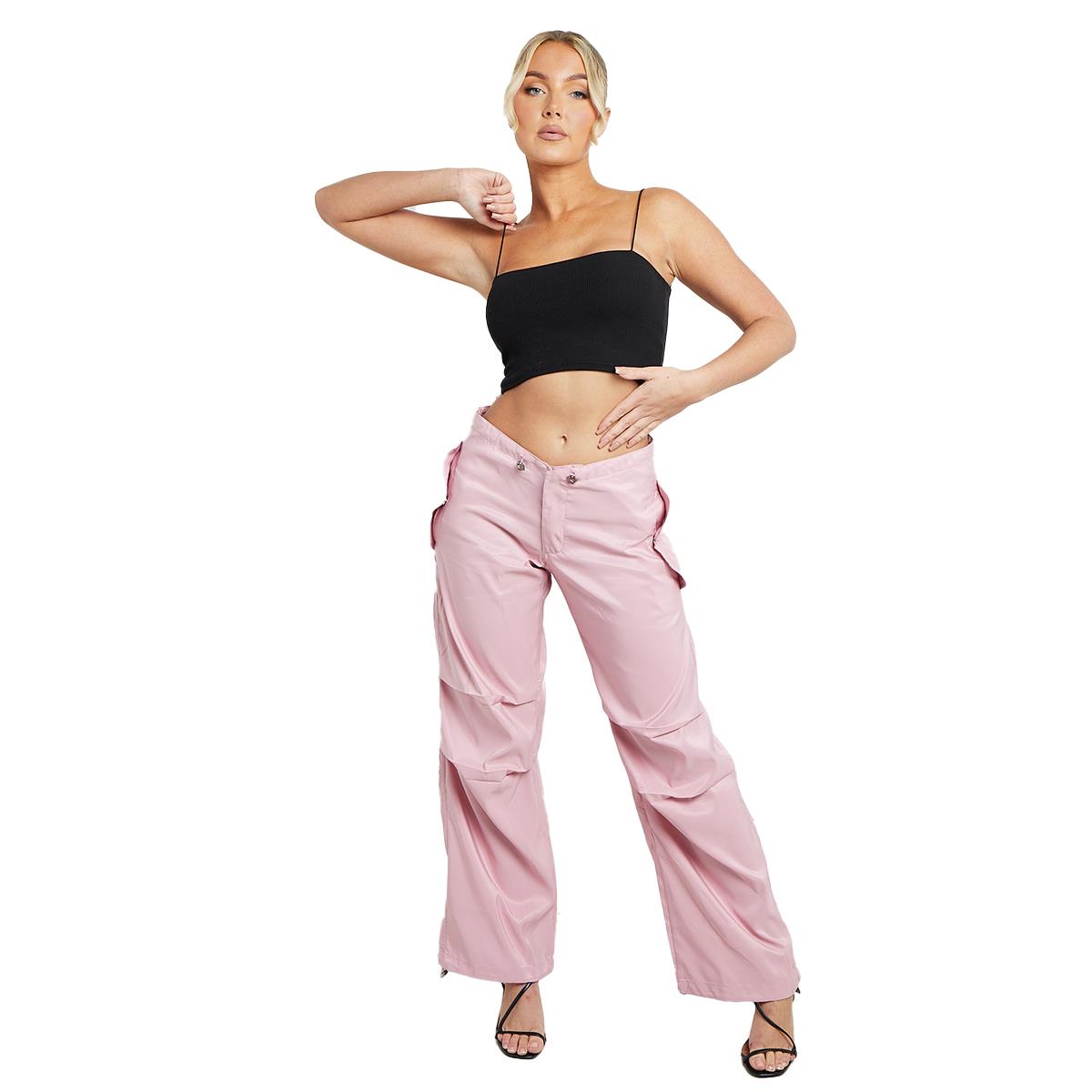 Pantalones de carga para mujer parte inferior con puños cordón cintura baja sueltos pantalones informales - Imagen 5 de 50