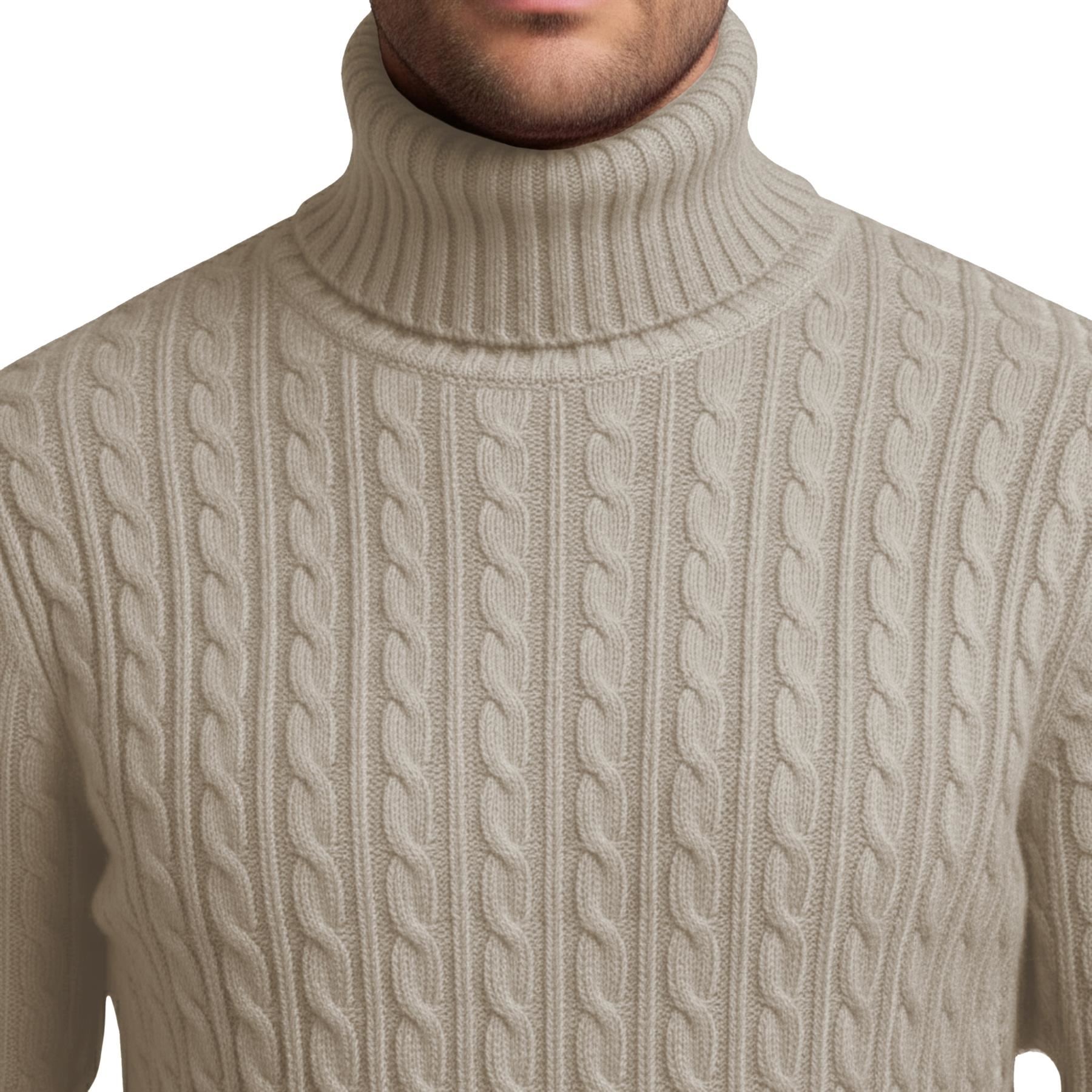 Herren Polo Rollkragen Langarm Pullover Zopfmuster Winterpullover Pulli - Bild 109 von 154