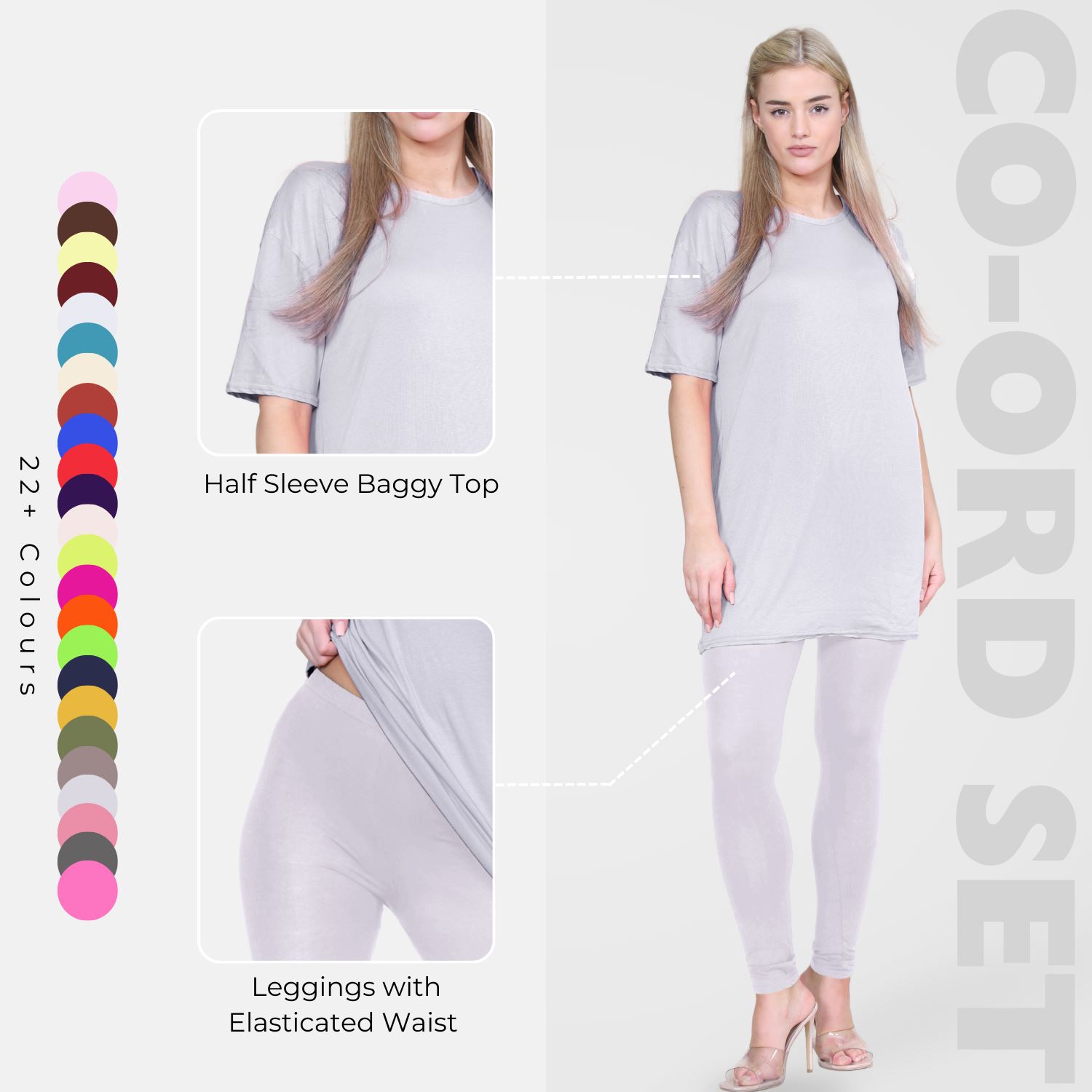 Damas Longline Suelto Camiseta Leggings Gimnasio Chándal Conjunto Coord 2 Piezas Ropa de Salón - Imagen 48 de 155