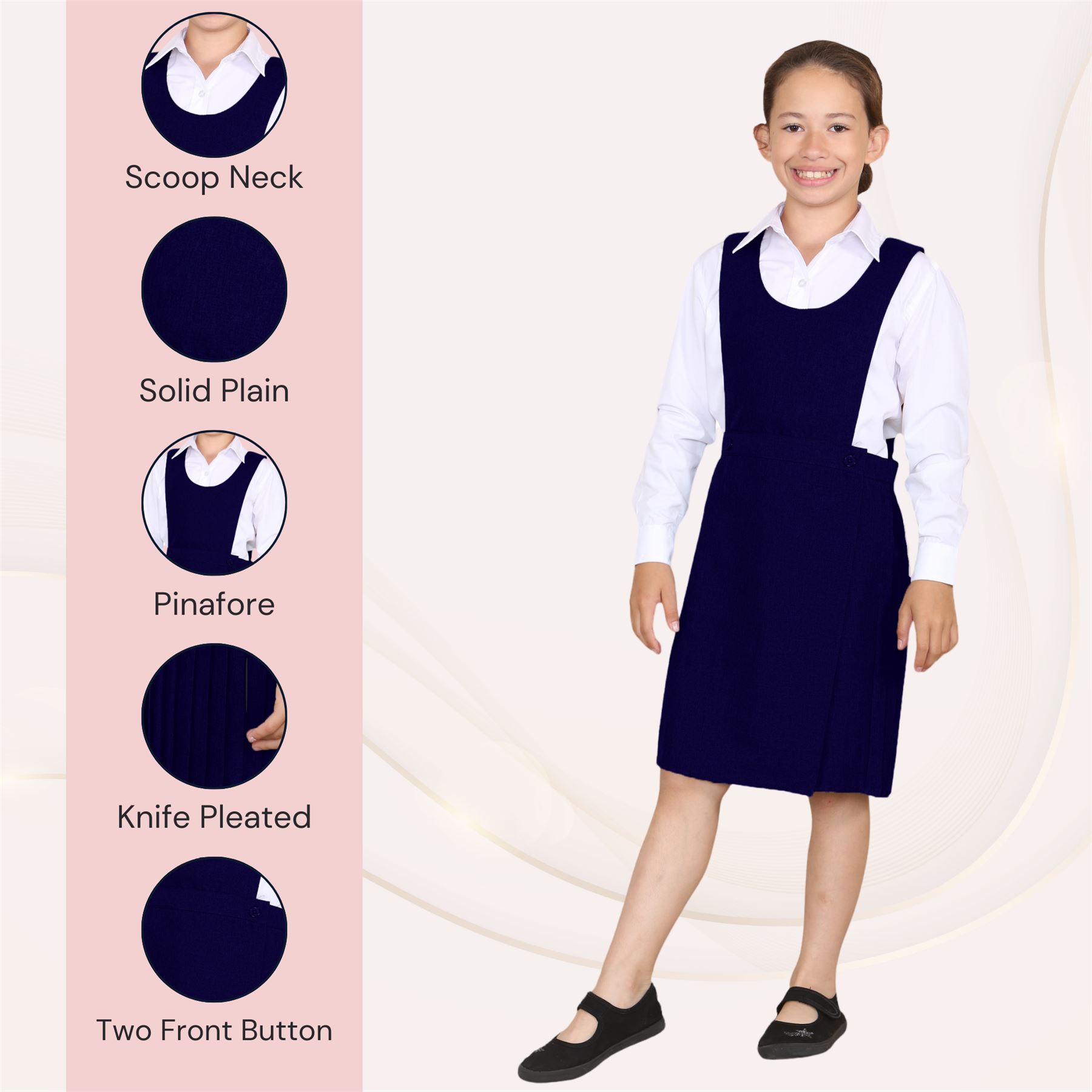 Niñas Babero Delantal Tartán Vestido Envolvente Cuchillo Plisado Uniforme Escolar Paquete de 2 - Imagen 21 de 64