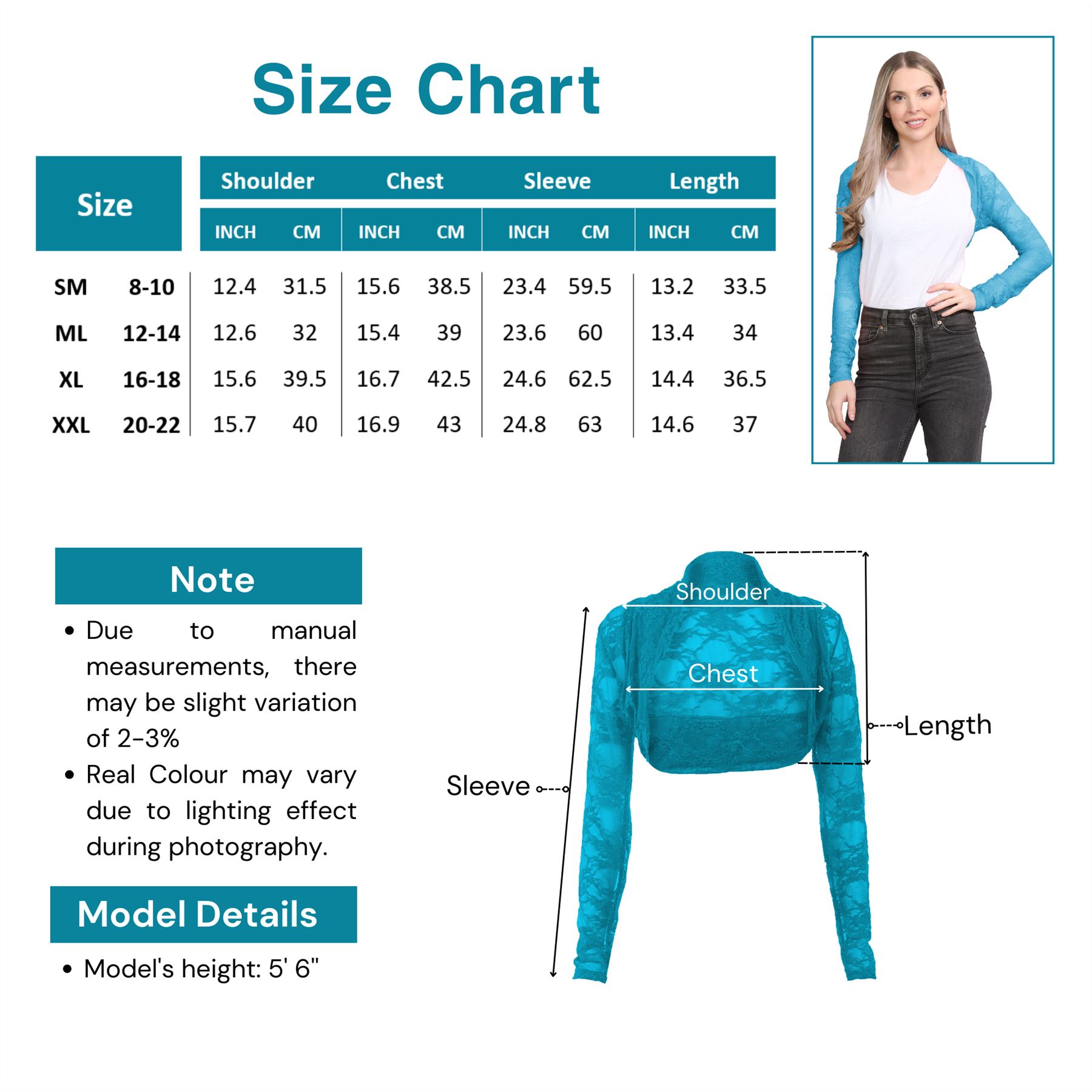 Damen Blumen Spitze Bolero Achselzucken vorne offen lange Ärmel Cropped Cardigan Top - Bild 42 von 79