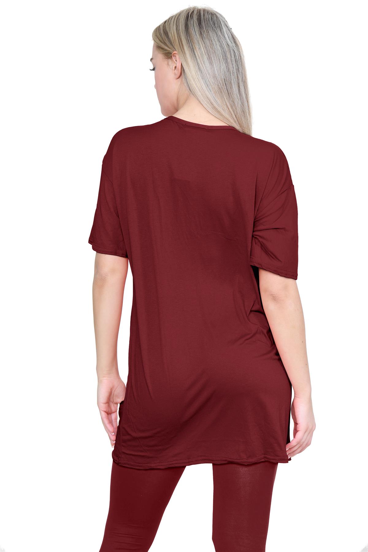 Damas Longline Suelto Camiseta Leggings Gimnasio Chándal Conjunto Coord 2 Piezas Ropa de Salón - Imagen 144 de 155