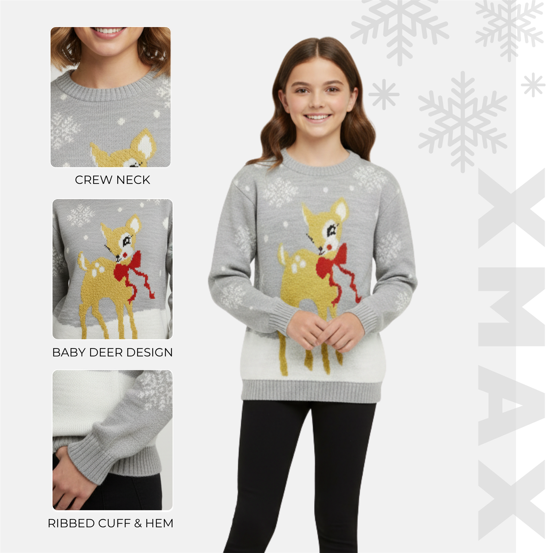 Kids Christmas Jumper Girls Boy Reindeer Sweater Children Novelty Xmas Sweater - Picture 13 of 97