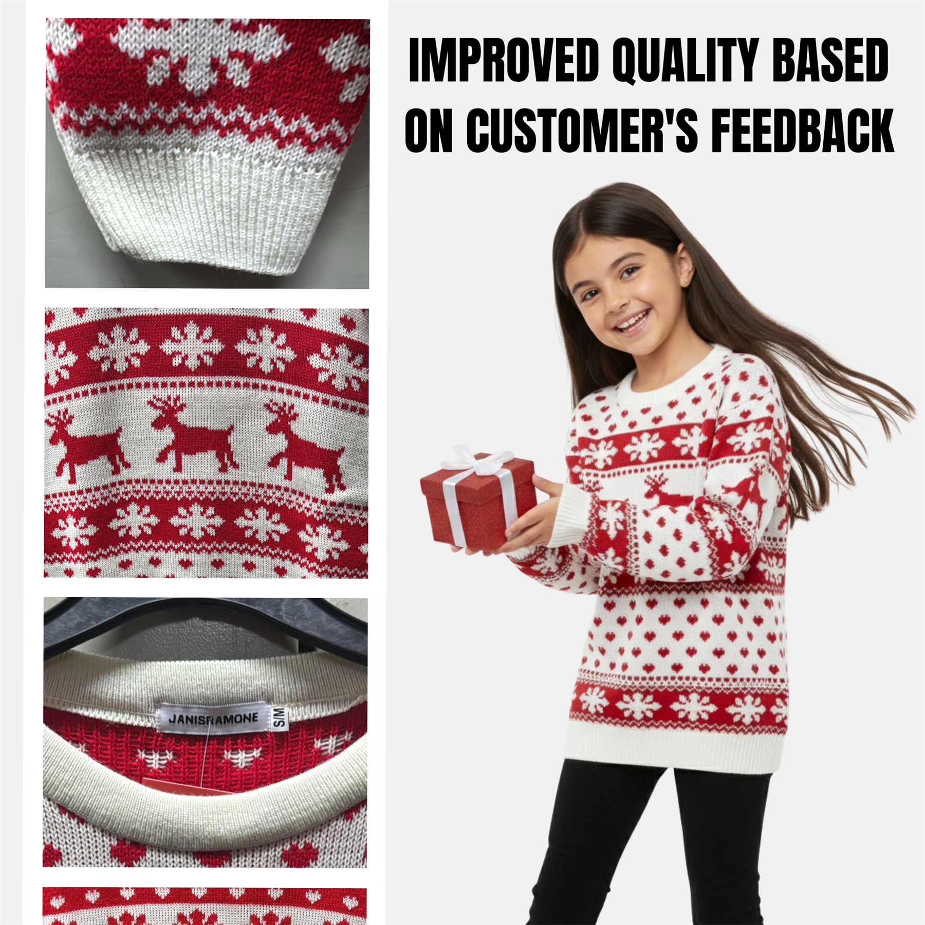 Kids Christmas Jumper Girls Boy Reindeer Sweater Children Novelty Xmas Sweater - Picture 55 of 97