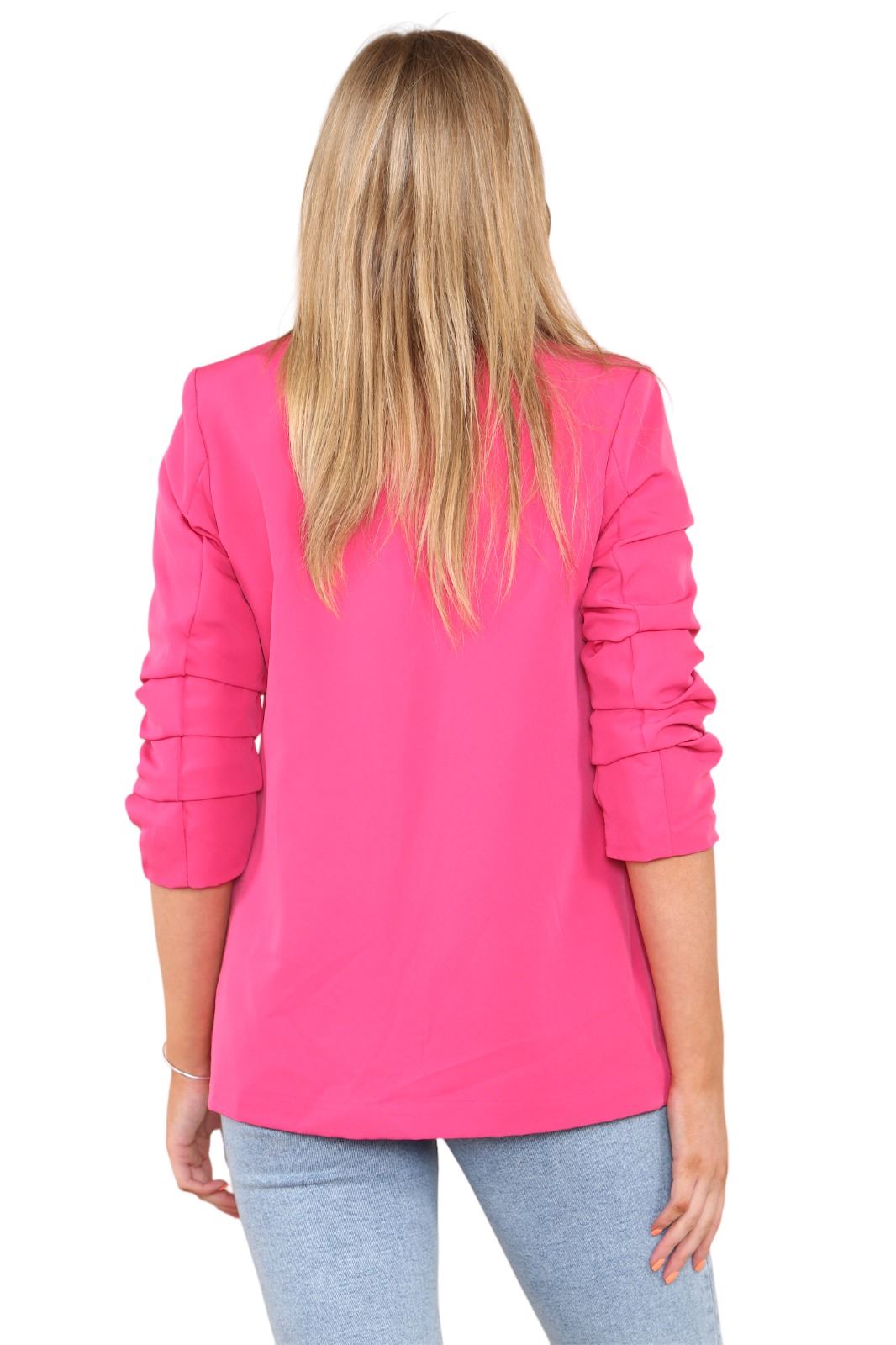 Blazer de manga acanalada para damas totalmente forrado cuello liso informal chaqueta de oficina top - Imagen 17 de 97
