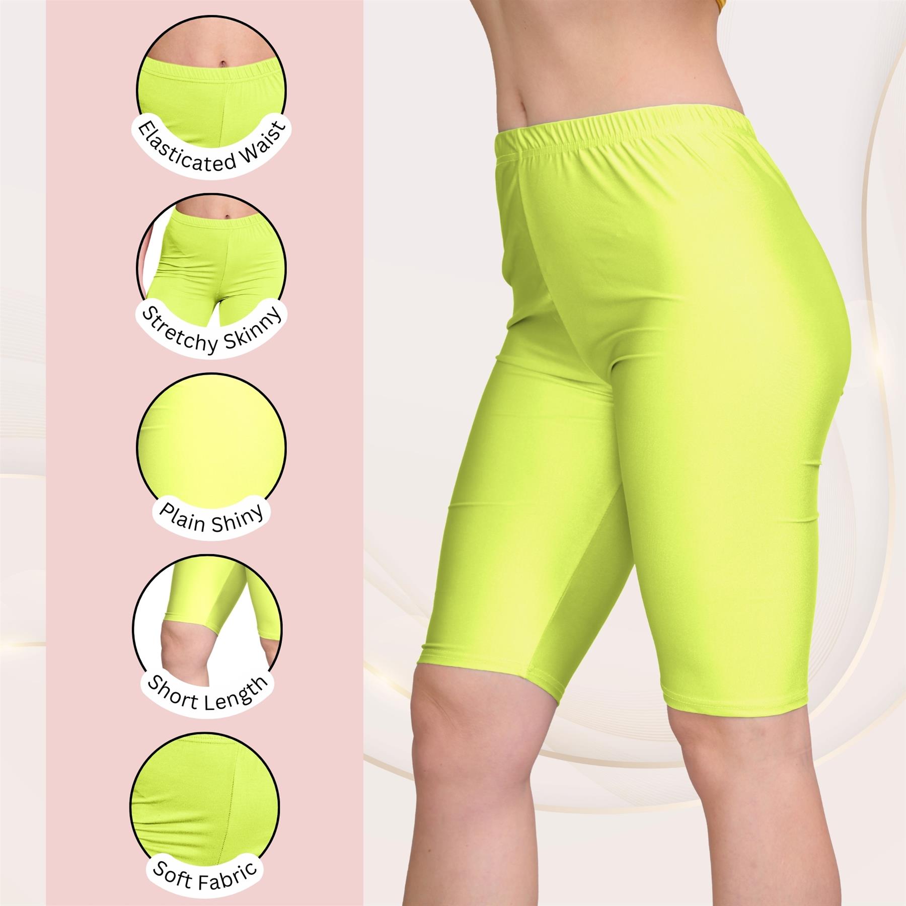 Damas Pantalones Cortos de Ciclismo Lisos Estirados Lycra Brillante Gimnasio Yoga Baile Pantalones Cortos - Imagen 49 de 100