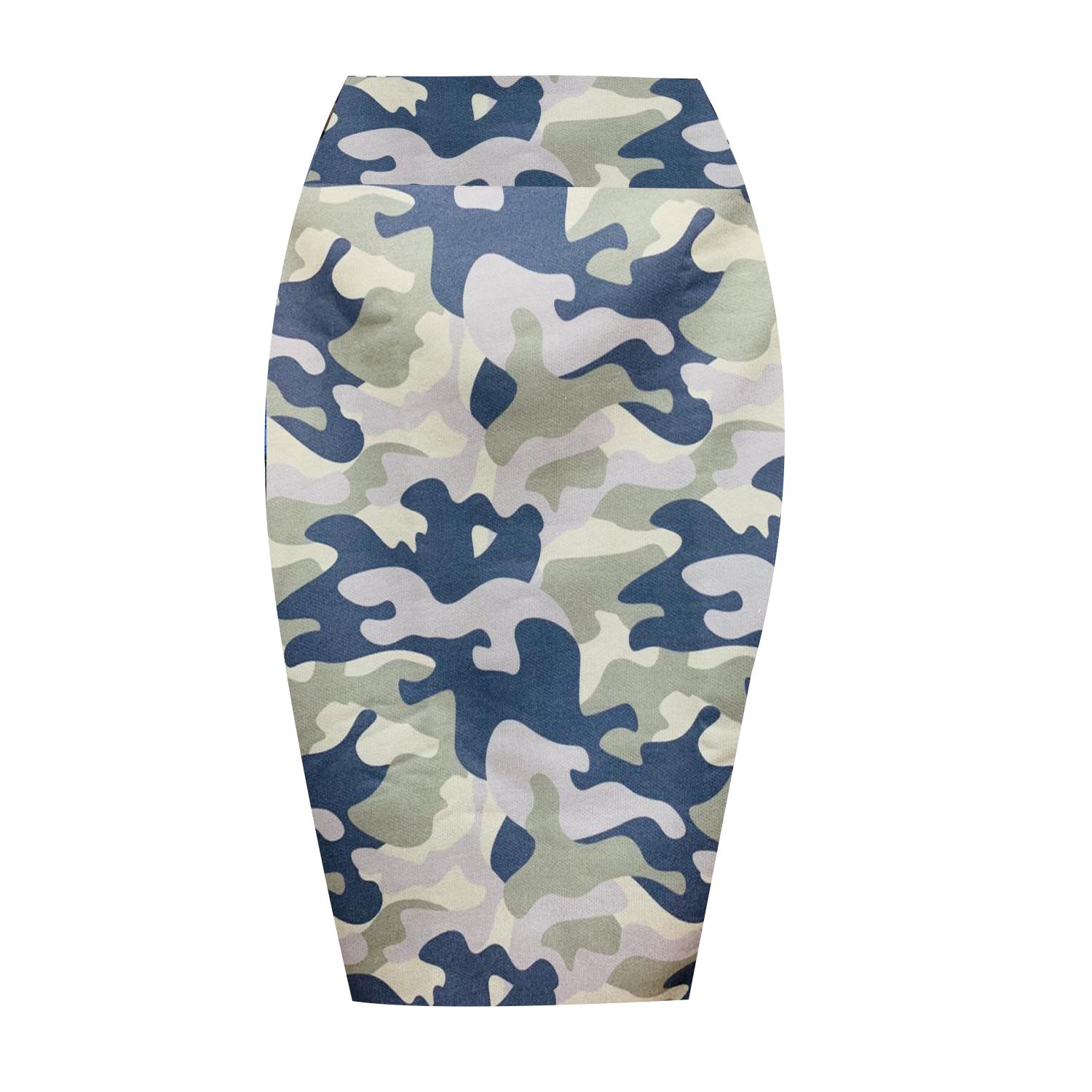 Ladies Pencil Skirt Tube High Waist Printed Stretchy Bodycon Summer Midi Skirt - Picture 2 of 14