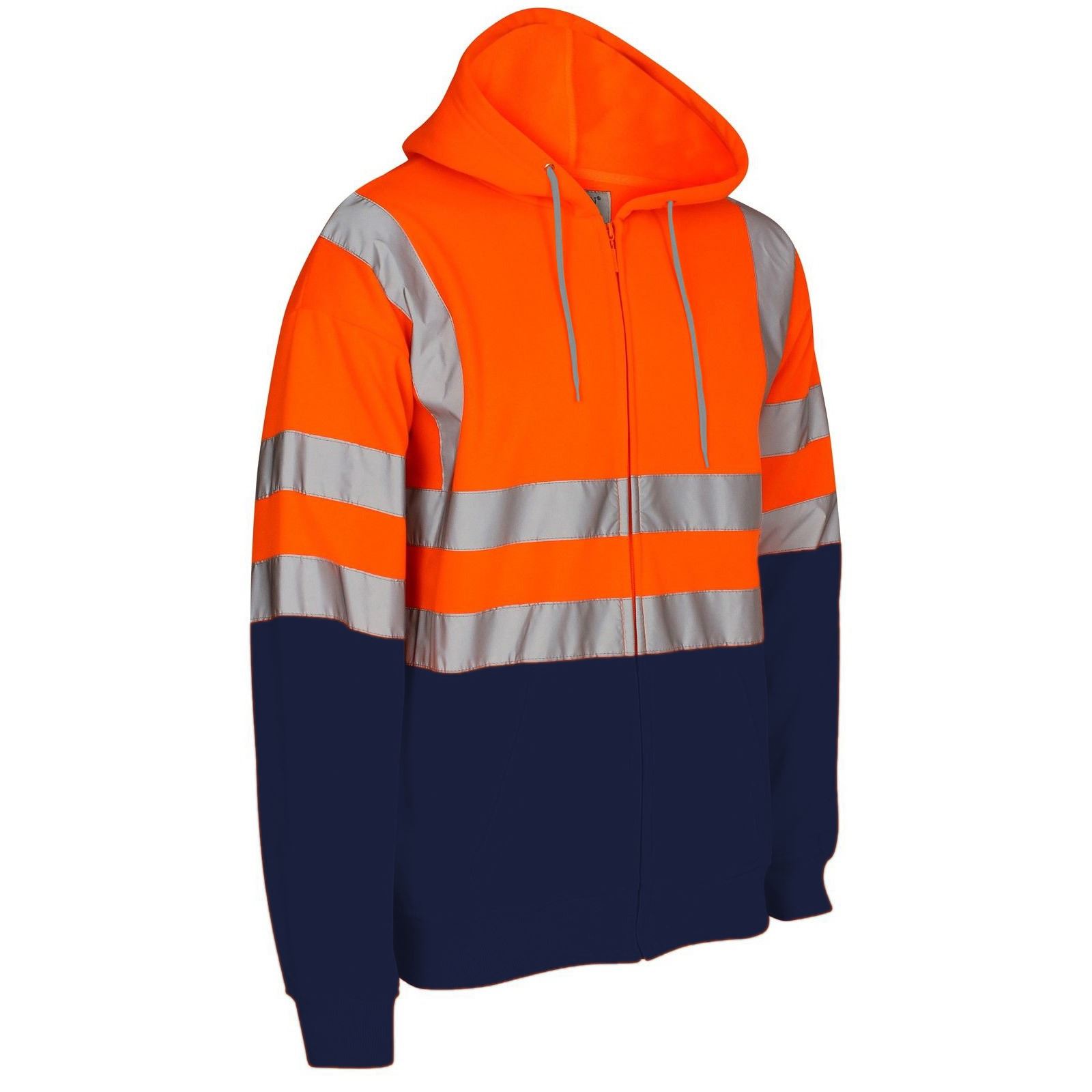 Nuevo Para Hombres Alta Visibilidad Sudadera con Capucha Visibilidad Cremallera Polar Trabajo Sudadera con Capucha Chaqueta - Imagen 12 de 21