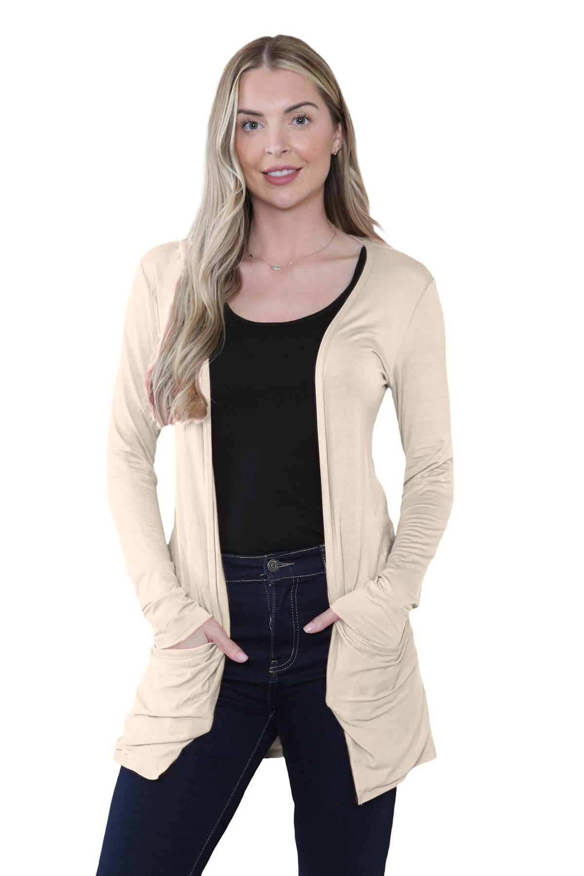 Boyfriend Cardigan Damen schlicht langärmelig offener Tropfen Tasche Freizeit Achselzucken Oberteil - Bild 118 von 148