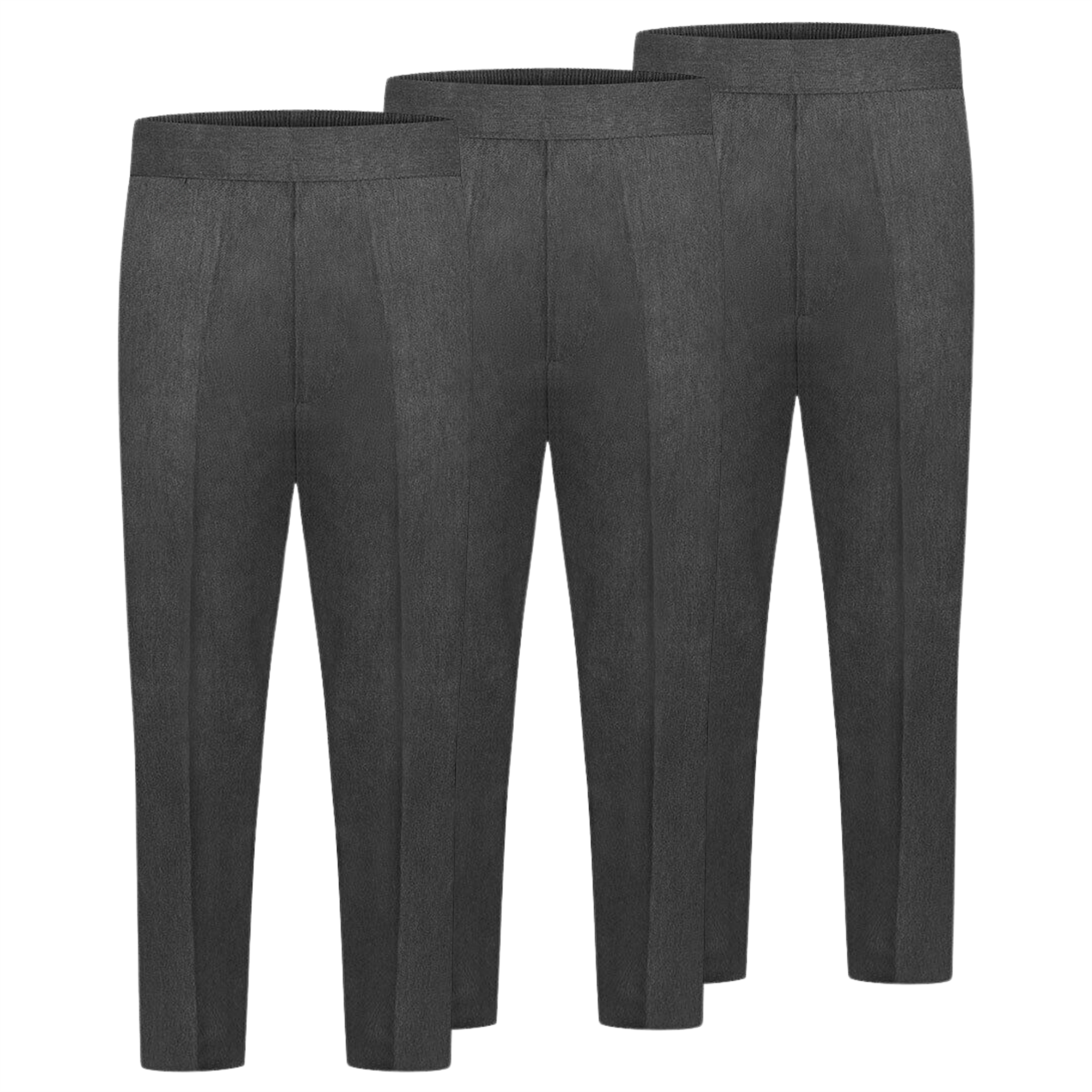 Boys Half Elastic Waist Trouser School Wear Kids Pull Up Uniform Pants Pack Of 3 - Picture 9 of 15