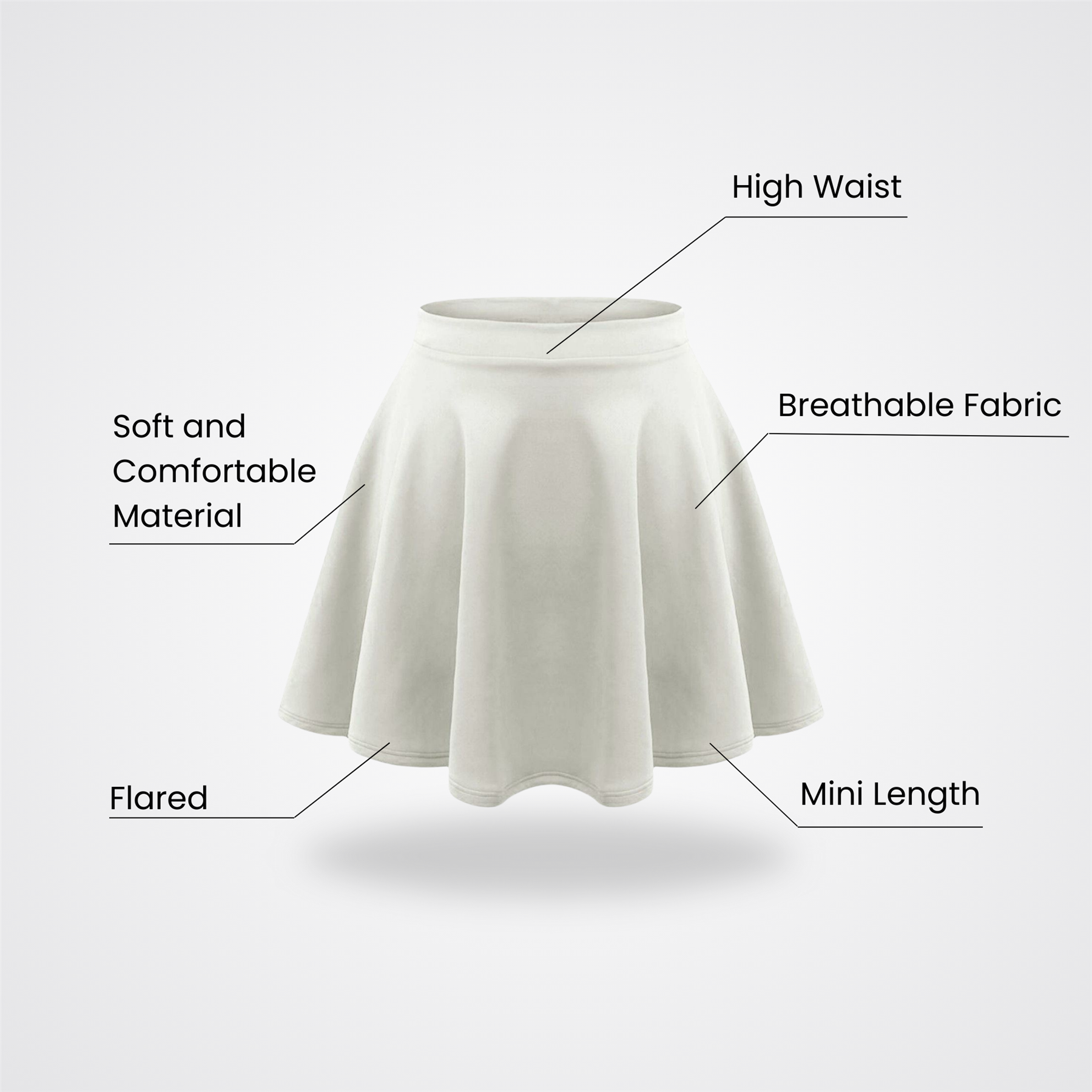 Girls Kids Plain Flared Skirt High Waistband Flippy Stretchy Short Skater Skirt - Picture 80 of 92