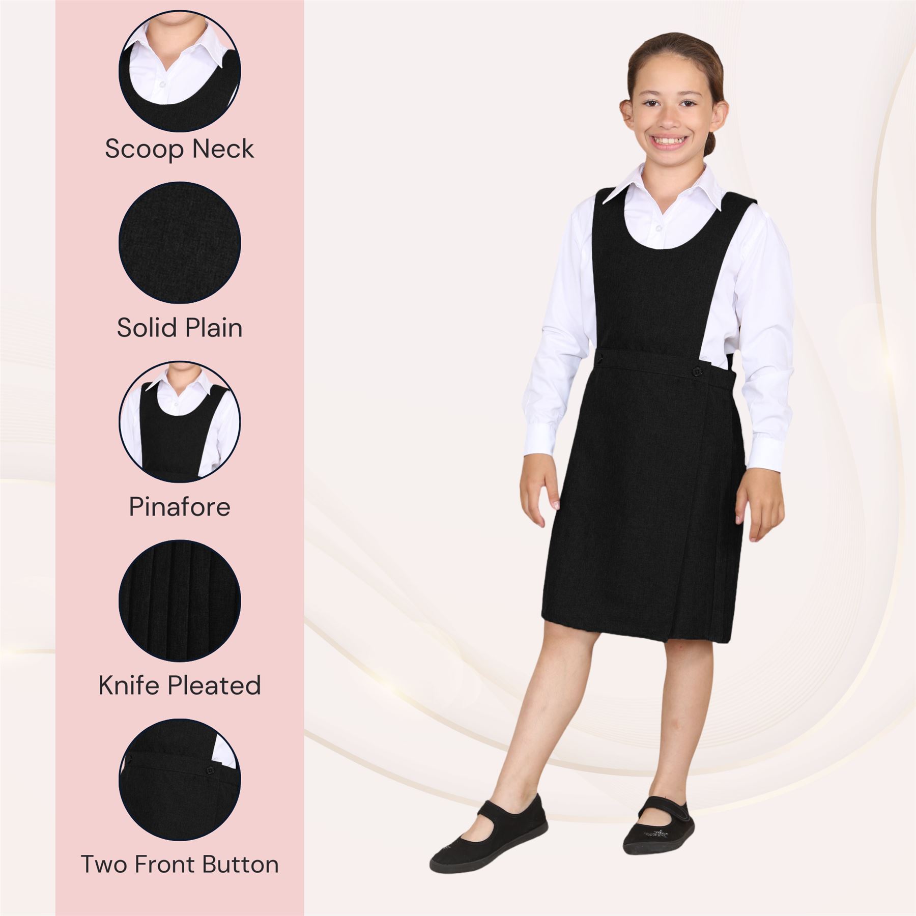 Niñas Babero Delantal Tartán Vestido Envolvente Cuchillo Plisado Uniforme Escolar Paquete de 2 - Imagen 7 de 64
