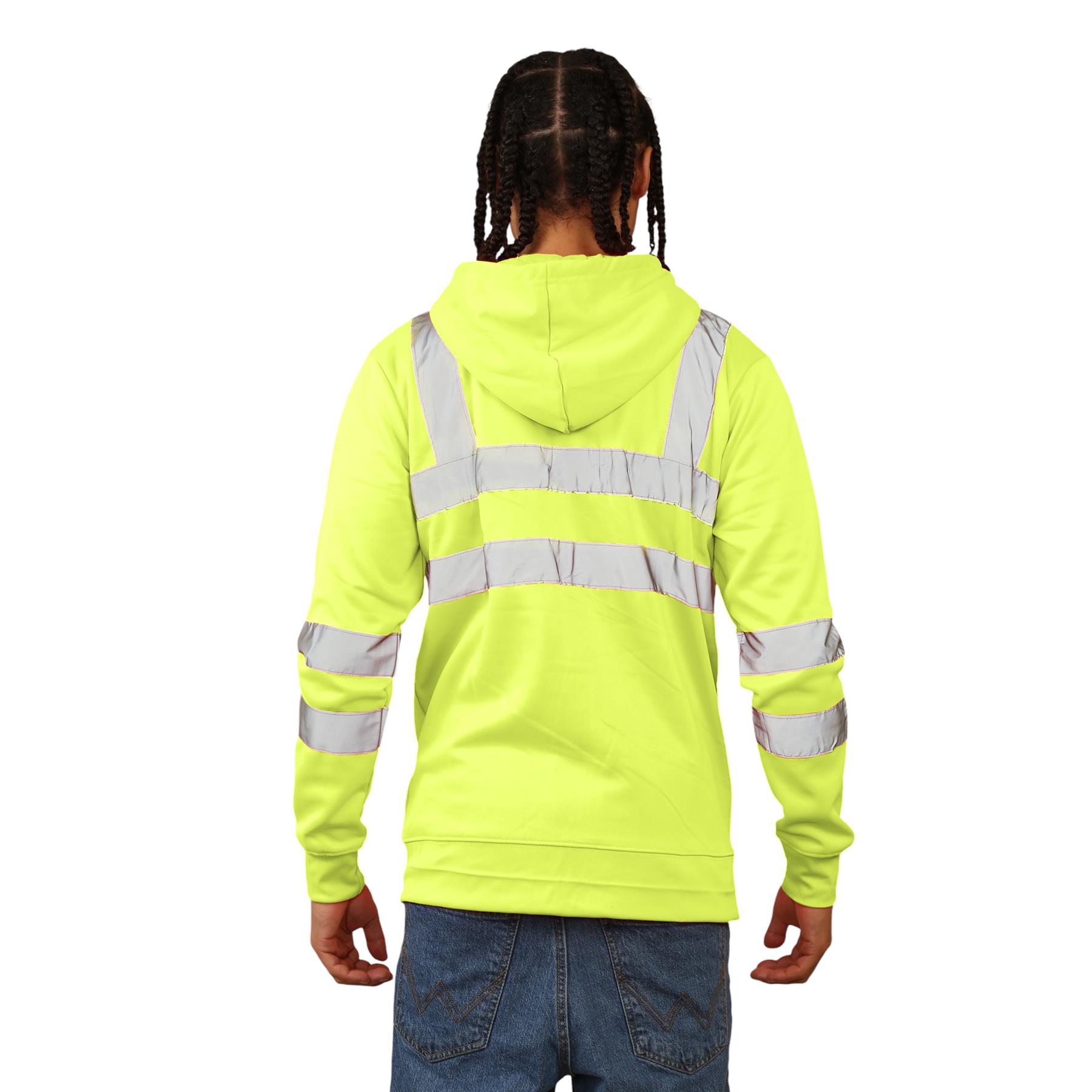 Nuevo Para Hombres Alta Visibilidad Sudadera con Capucha Visibilidad Cremallera Polar Trabajo Sudadera con Capucha Chaqueta - Imagen 18 de 21