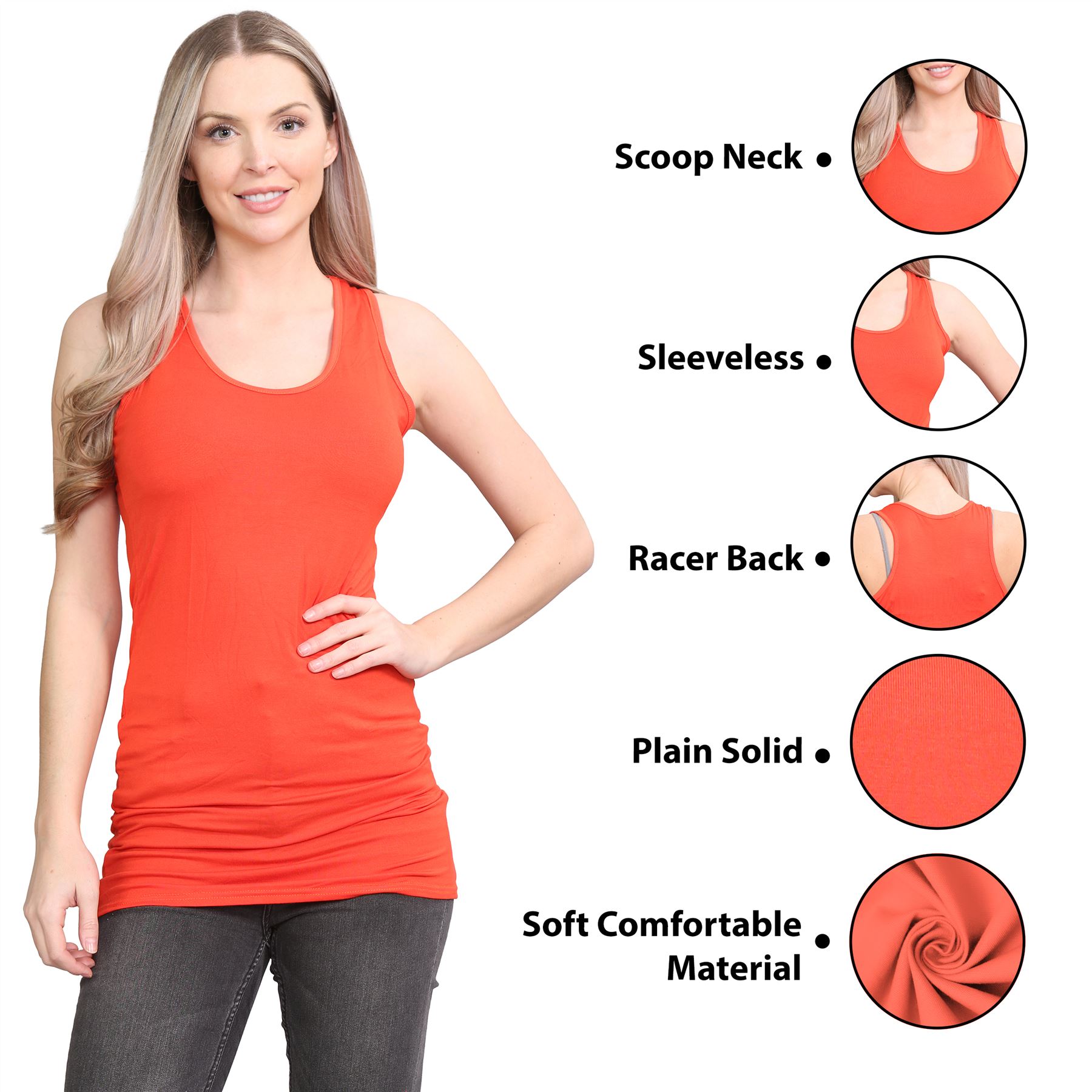 Damen Racerback Weste ärmellos figurbetont einfach dehnbar lang Muskel Gym Top - Bild 69 von 113