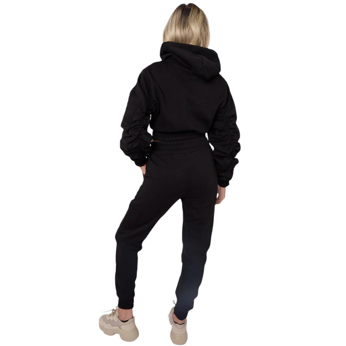 Damas Traje de chándal 2 piezas Juego de salón Mangas fruncidas Sudadera con capucha recortadas Ropa de salón - Imagen 5 de 44