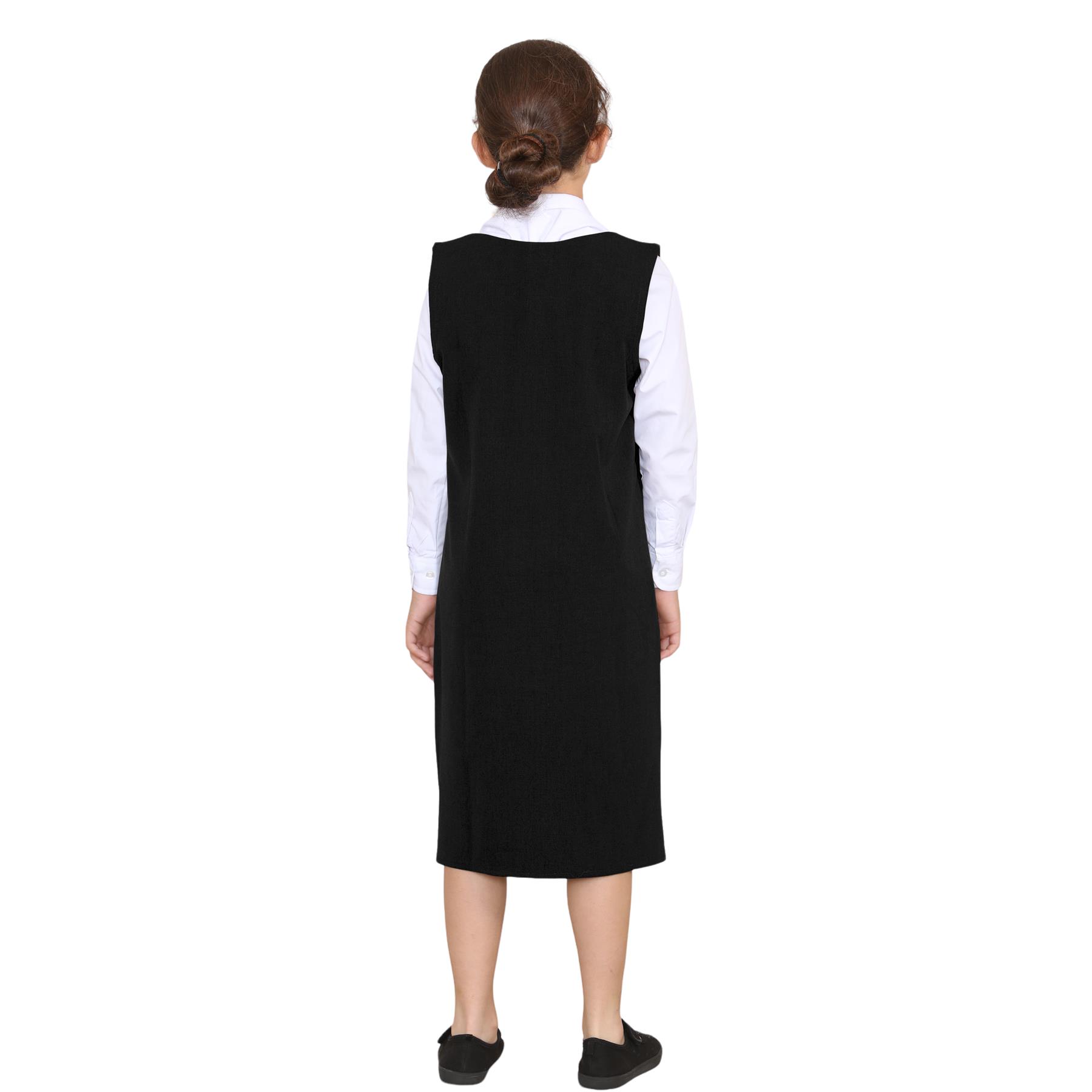Niñas Vestido Delantal Corazón Bolsillo Plisado Cremallera Uniforme Escolar Vestido Paquete de 2 - Imagen 6 de 25