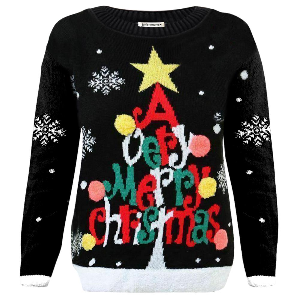 Christmas Reindeer Jumper Womens Knitted Funny Xmas Sweater Unisex Retro Jumpers - Picture 122 of 128