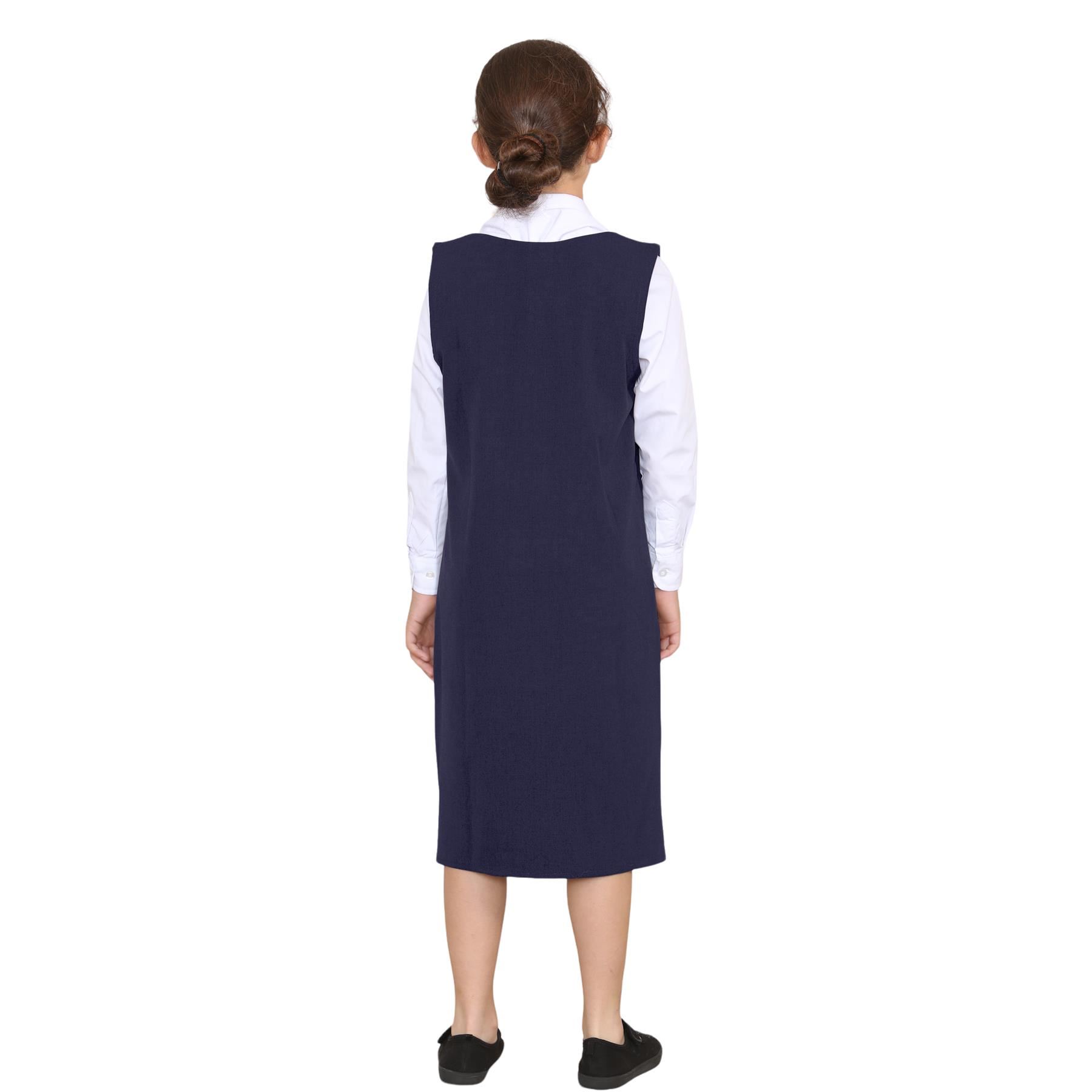 Niñas Vestido Delantal Corazón Bolsillo Plisado Cremallera Uniforme Escolar Vestido Paquete de 2 - Imagen 21 de 25