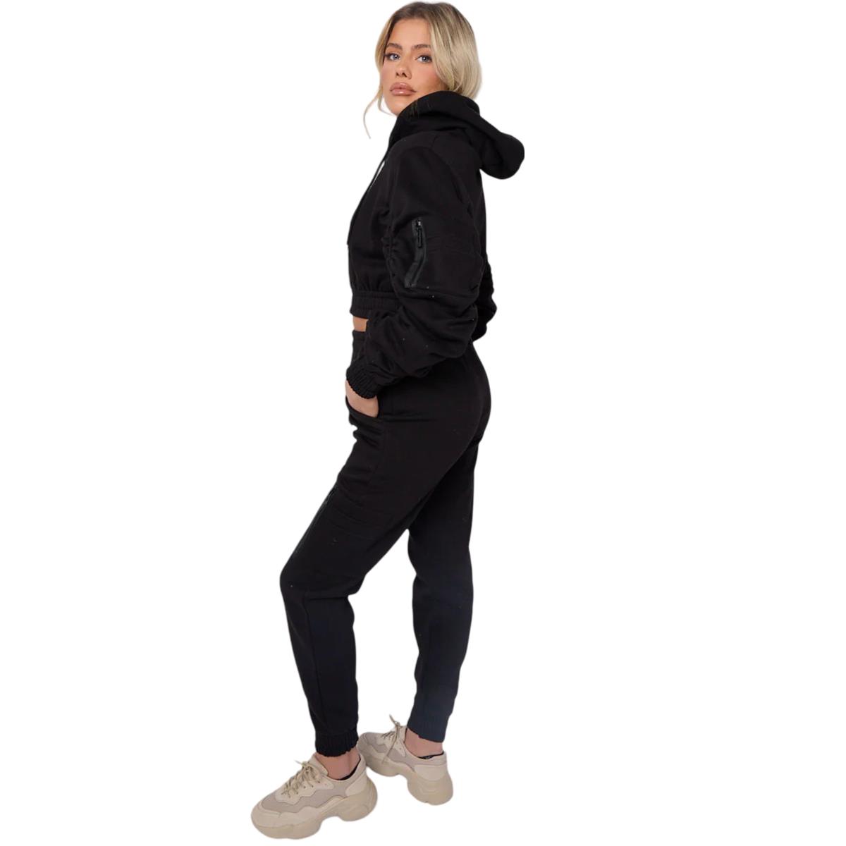Damas Traje de chándal 2 piezas Juego de salón Mangas fruncidas Sudadera con capucha recortadas Ropa de salón - Imagen 4 de 44