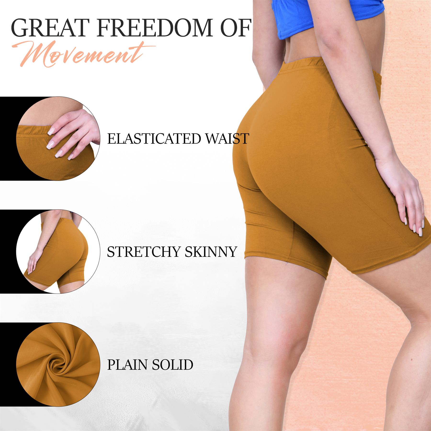 Pantalones Cortos de Ciclismo Lisos Para Mujer Baile Gimnasio Pantalones Cortos Elásticos Activos Paquete de 3 - Imagen 38 de 268
