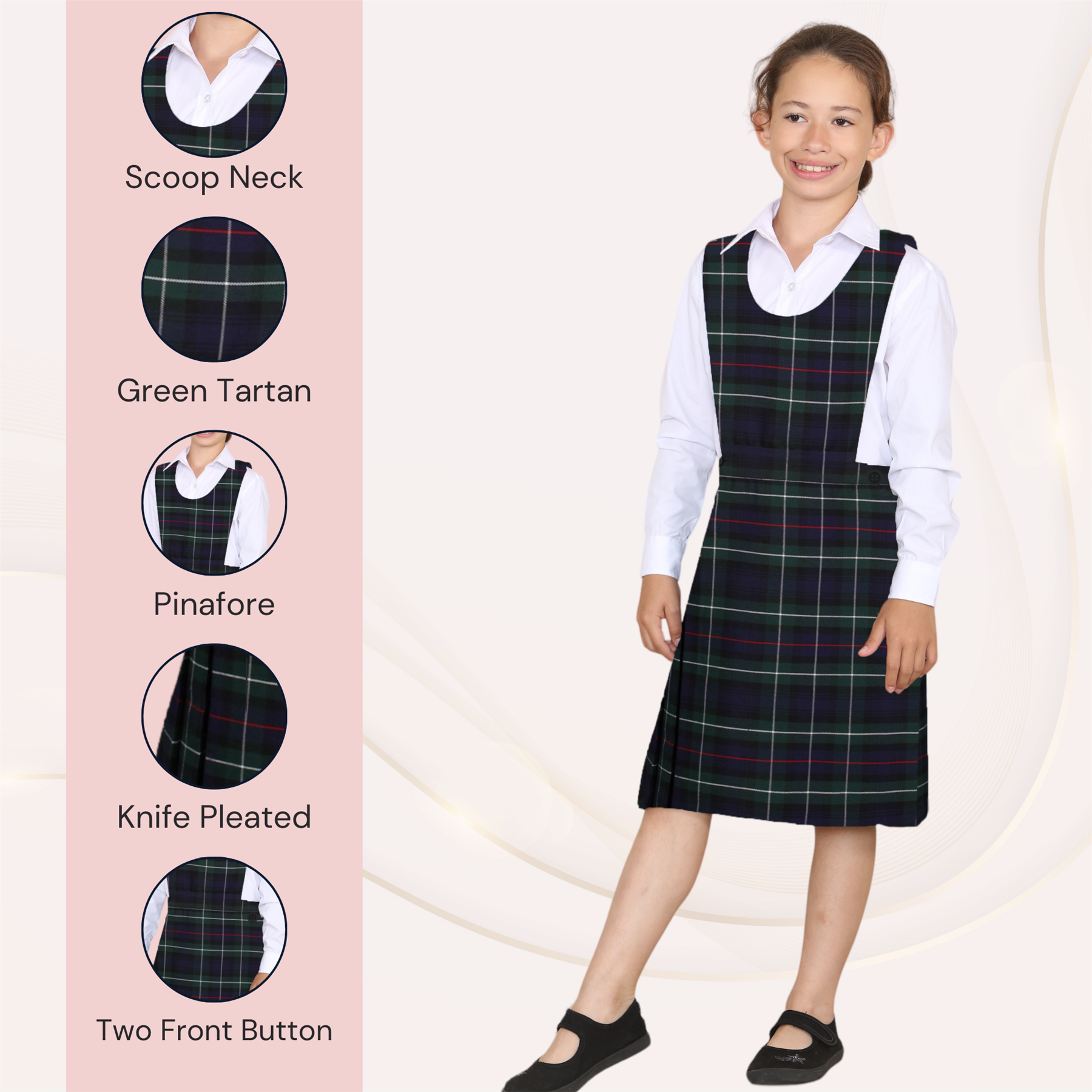 Niñas Babero Delantal Tartán Vestido Envolvente Cuchillo Plisado Uniforme Escolar Paquete de 2 - Imagen 25 de 64