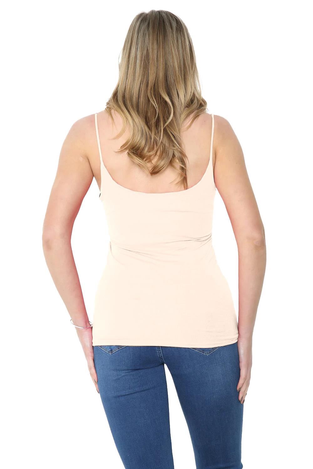 Womens Bodycon Cami Strappy Tank Top Plain Summer Activewear Vest Top, Pack of 3 - Picture 179 of 221