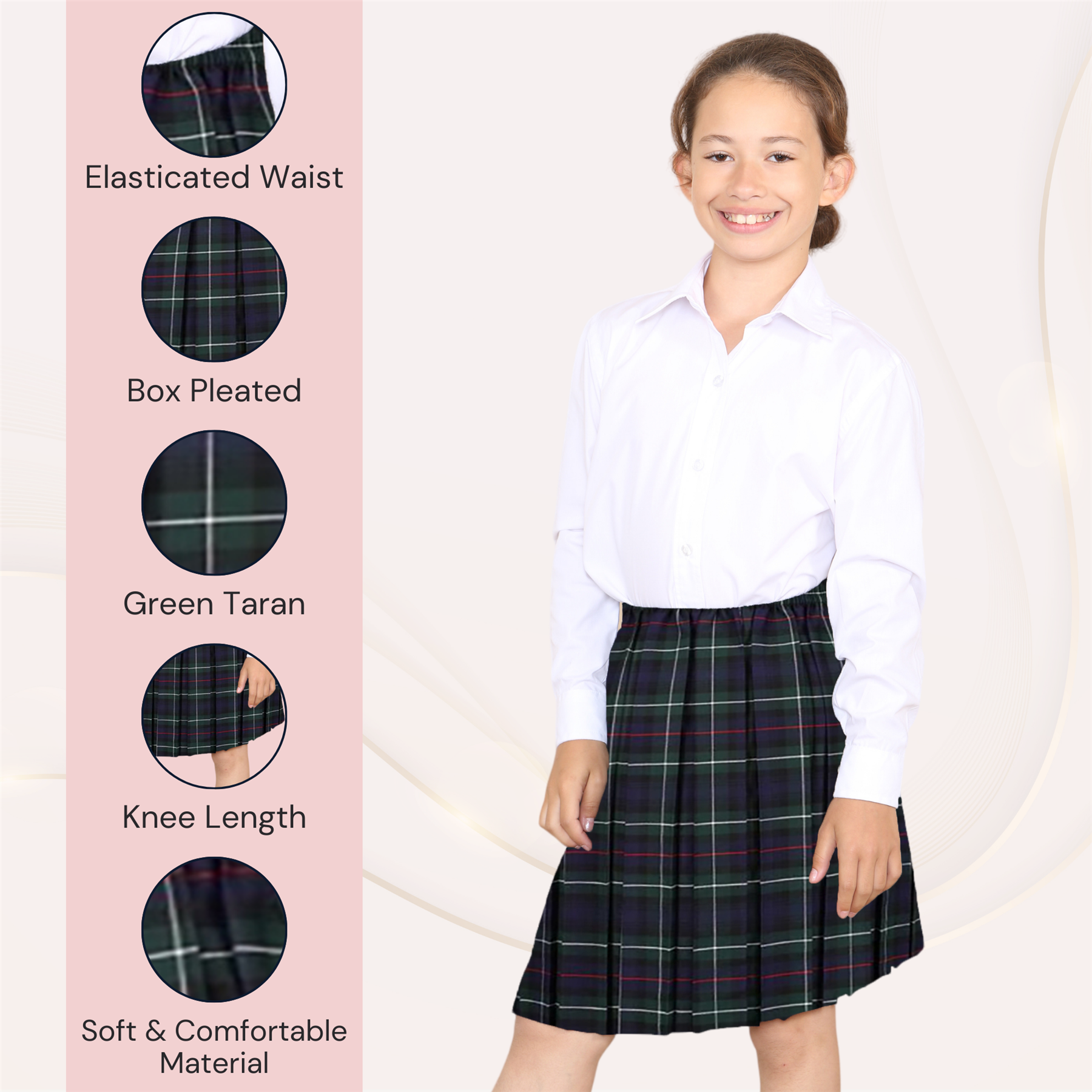 Mädchen Box Plissee Rock Schule Allround elastische Taille Uniform Kinder Röcke - Bild 52 von 92