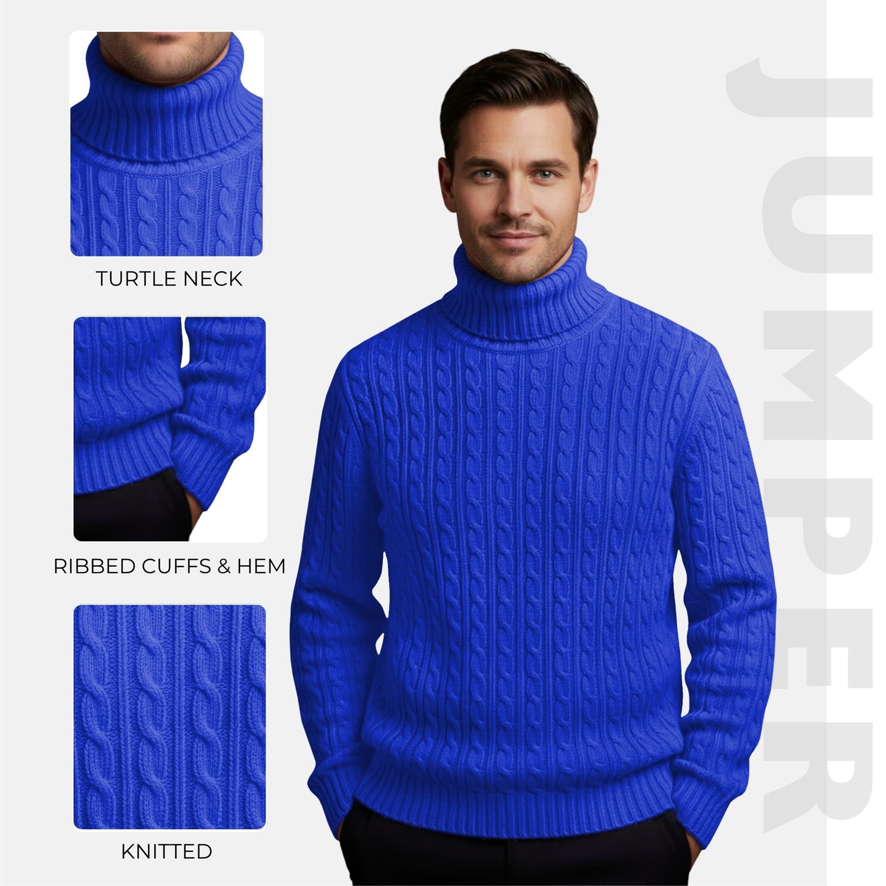 Herren Polo Rollkragen Langarm Pullover Zopfmuster Winterpullover Pulli - Bild 96 von 154