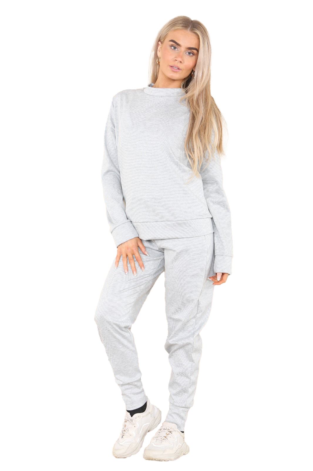 Chándal de manga larga para damas Pantalones de chándal 2 piezas Traje liso Ropa de salón - Imagen 32 de 45