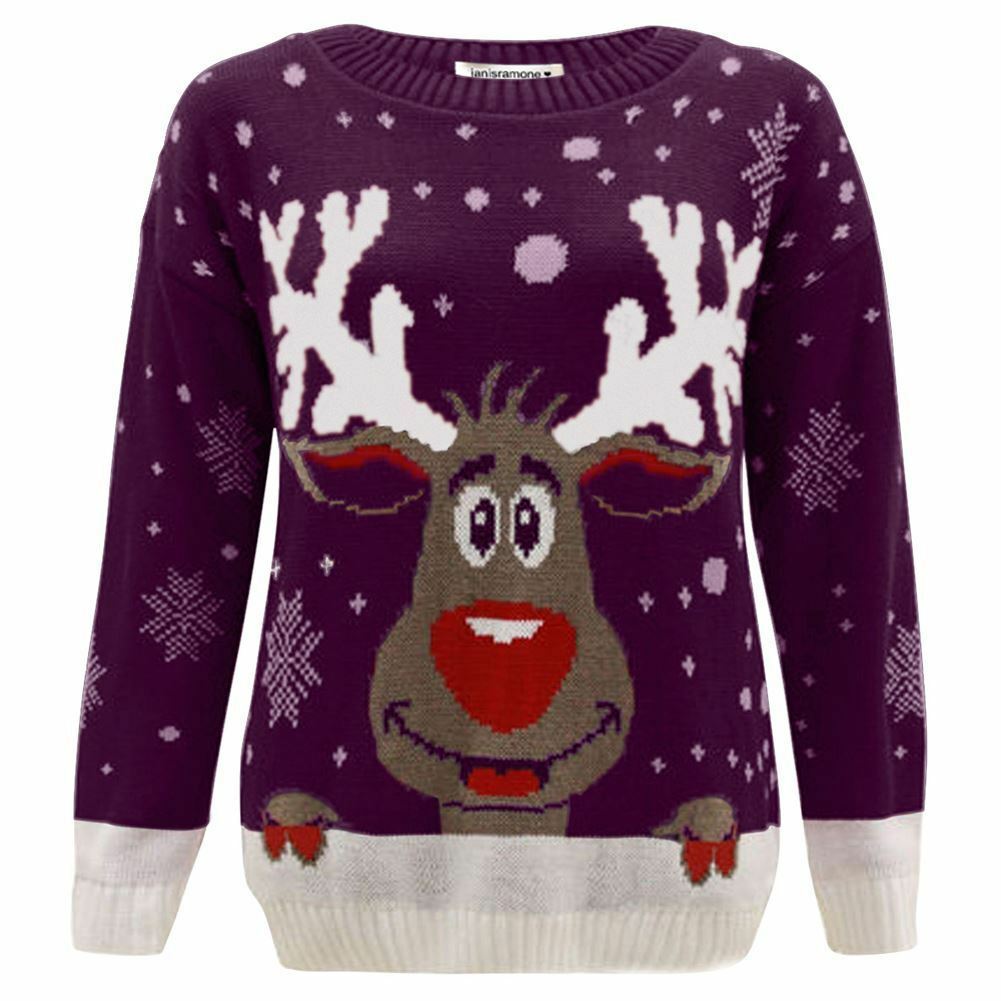 Niños Reno Navidad Jersey Niños Novedad Tejido Navidad Suéter Niñas Pullover - Imagen 8 de 12