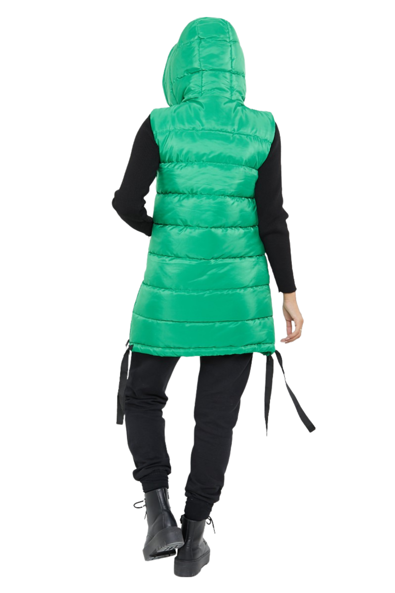Damas Chaqueta larga acolchada con capucha chaleco acolchada calentador de cuerpo con cremallera - Imagen 18 de 42