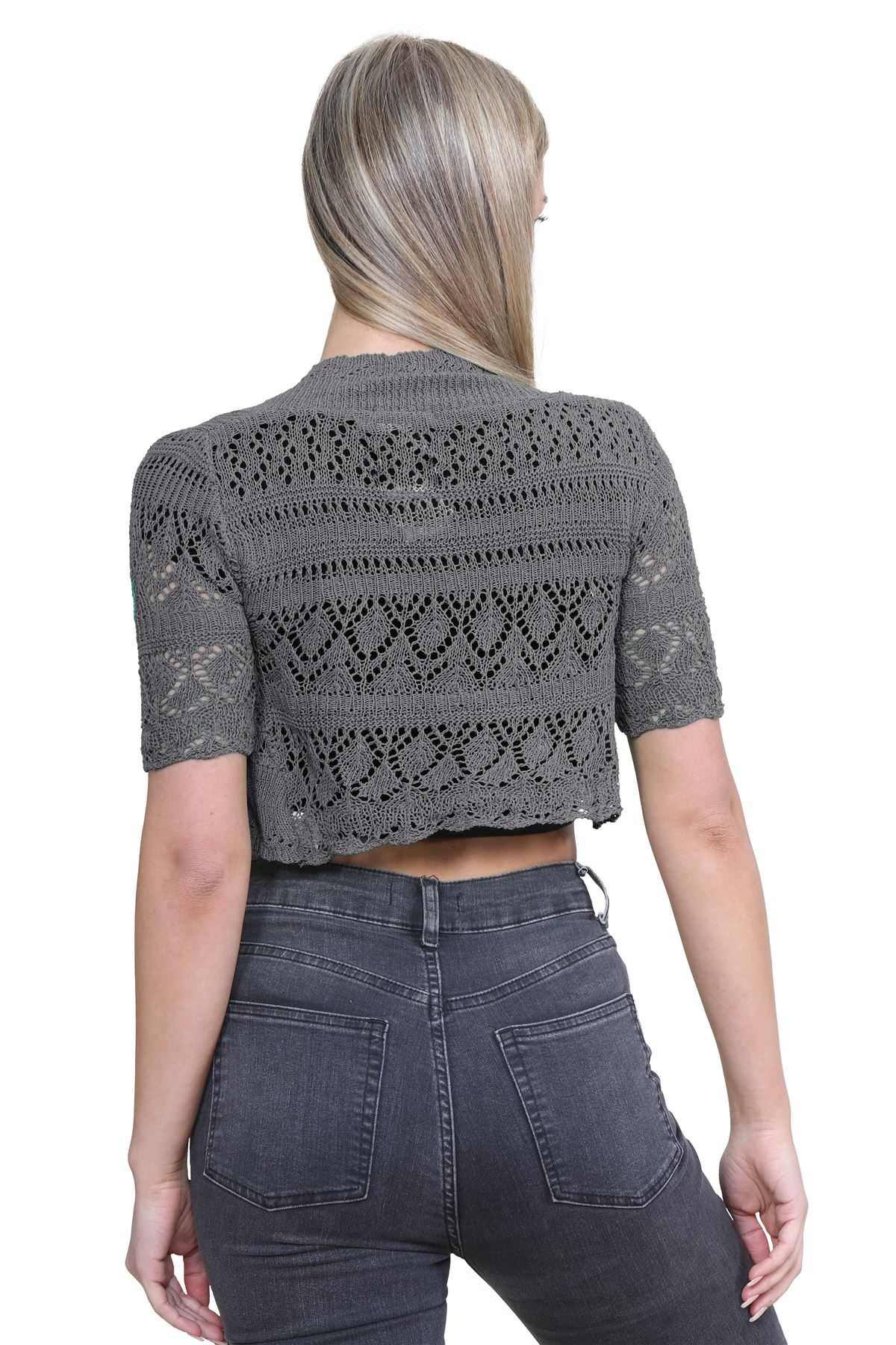 Womens Crochet Knitted Bolero Shrug Short Sleeve Open Front Cardigan Crop Top - Picture 34 of 186