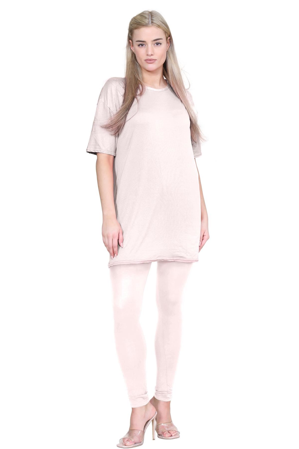 Damas Longline Suelto Camiseta Leggings Gimnasio Chándal Conjunto Coord 2 Piezas Ropa de Salón - Imagen 86 de 155