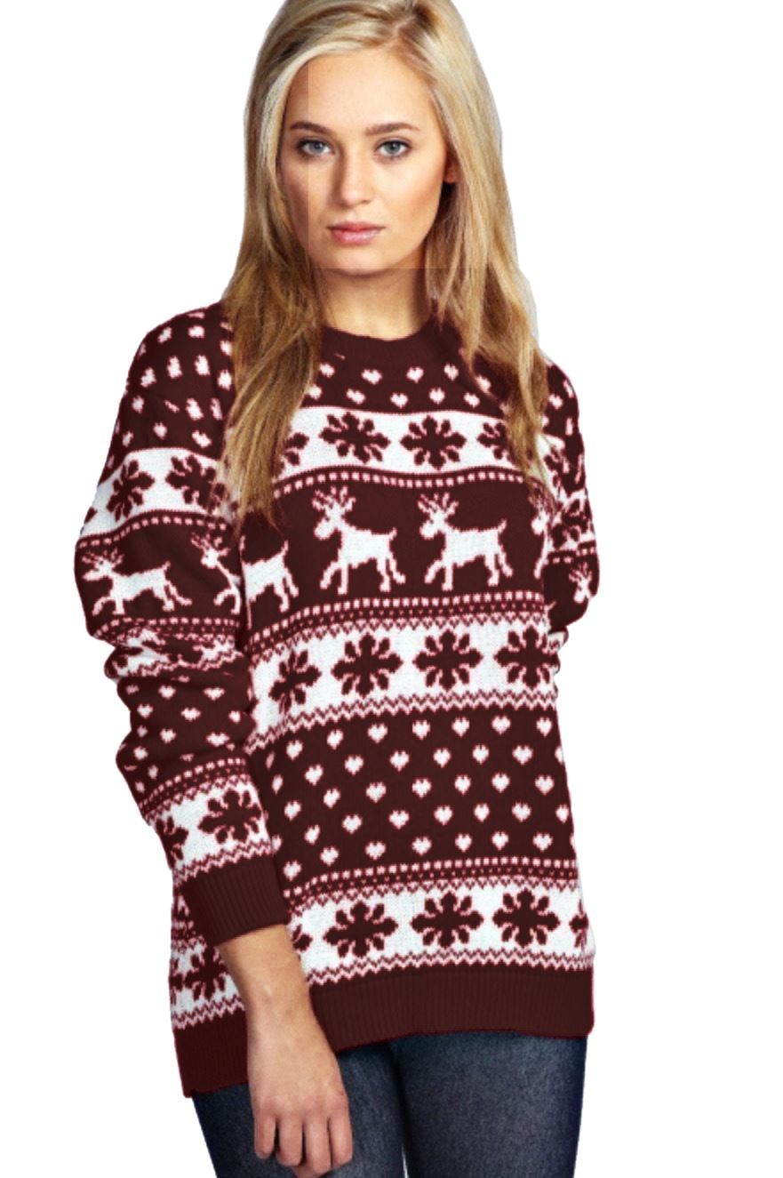 Christmas Reindeer Jumper Womens Knitted Funny Xmas Sweater Unisex Retro Jumpers - Picture 30 of 128
