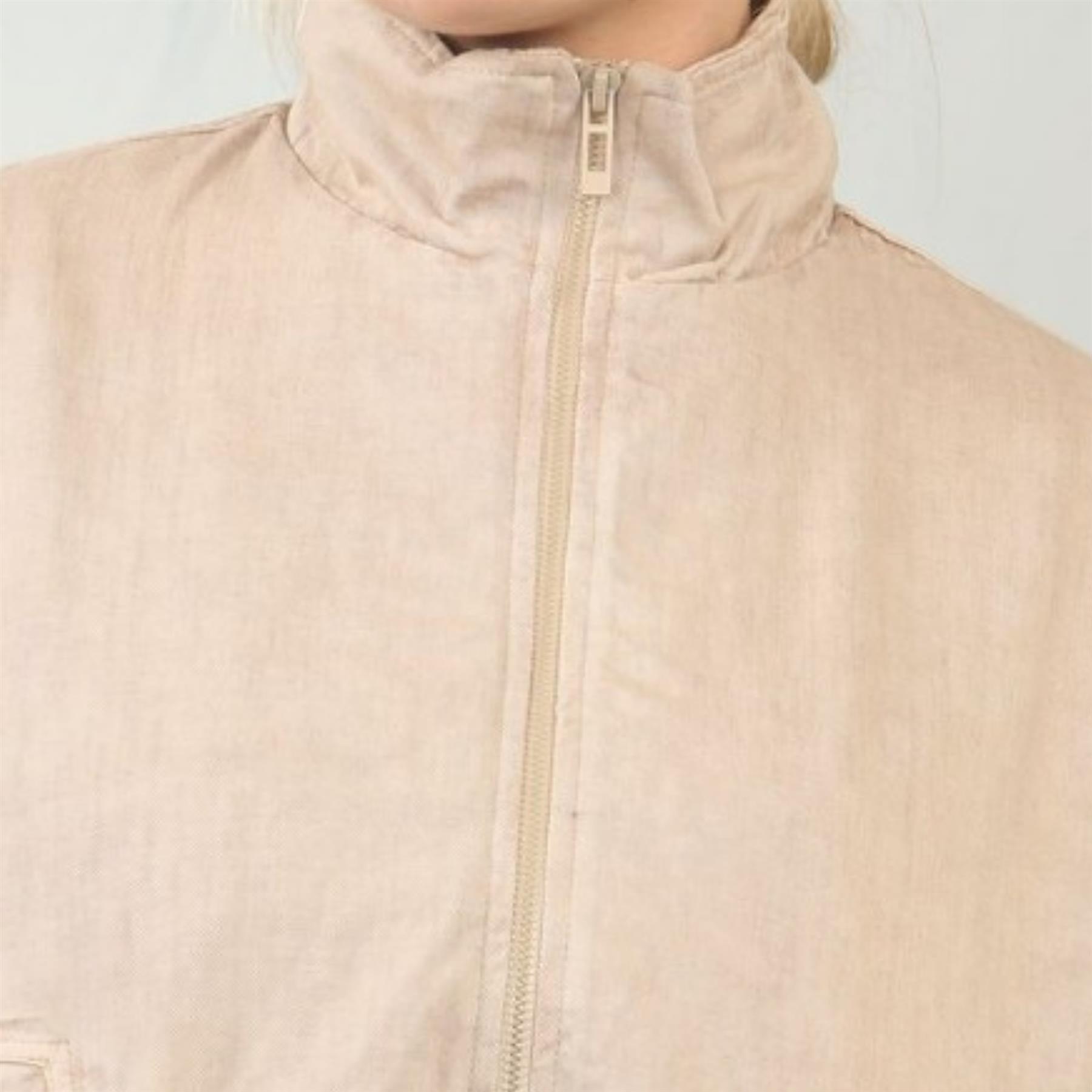 Damen-Bomberjacke Acid Washed lässig Reißverschlusskragen Oberbekleidung kurzer Wintermantel - Bild 16 von 18