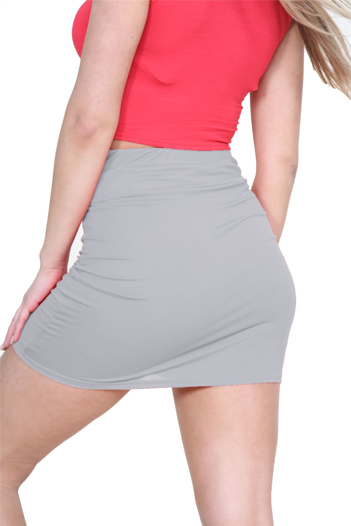 Womens Mini Skirt High Waisted Plain Printed Summer Bodycon Short Pencil Skirt - Picture 13 of 163