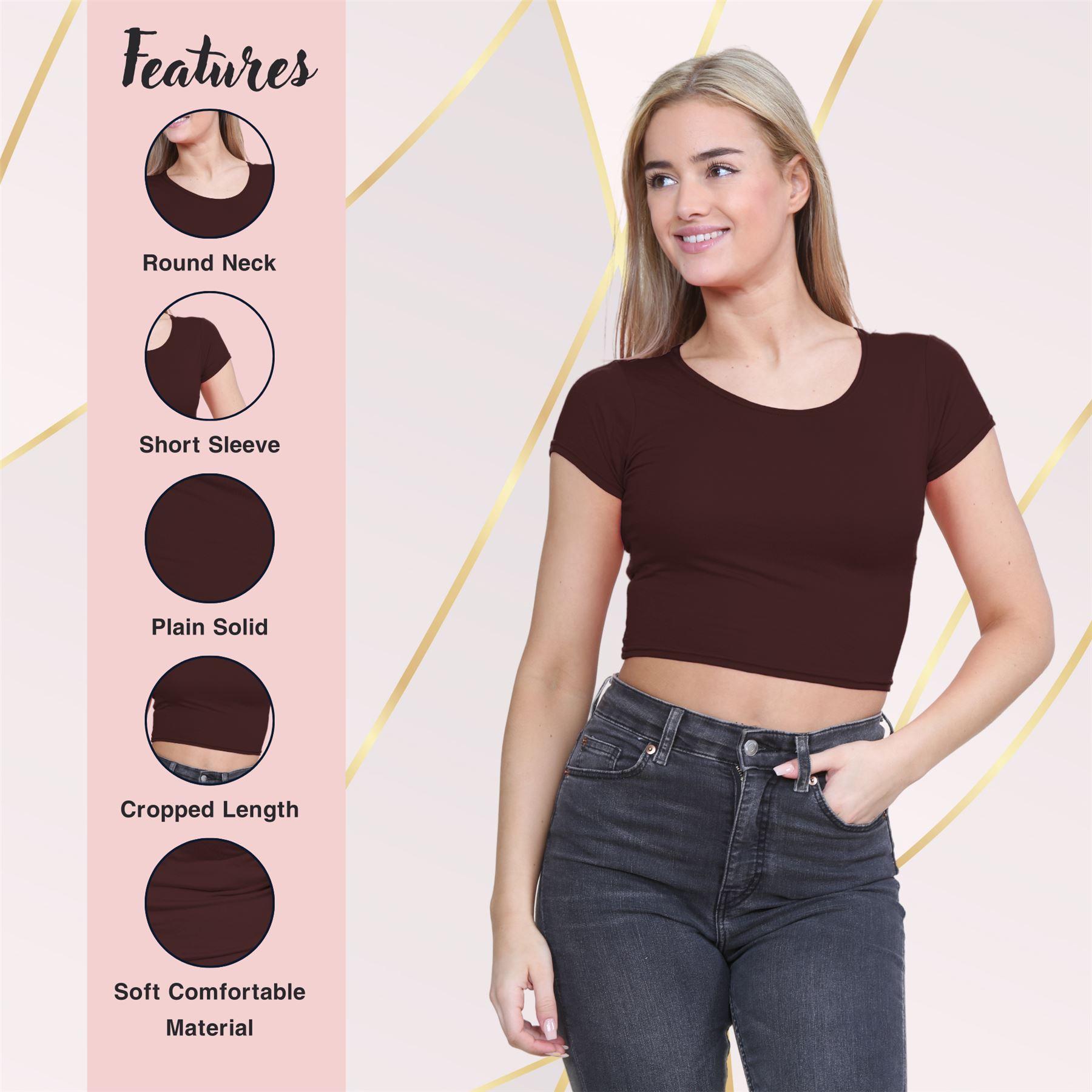Crop Top Womens Cap Sleeve Top Plain Basic Stretchy Tee T-Shirt Short Vest Top - Picture 21 of 174