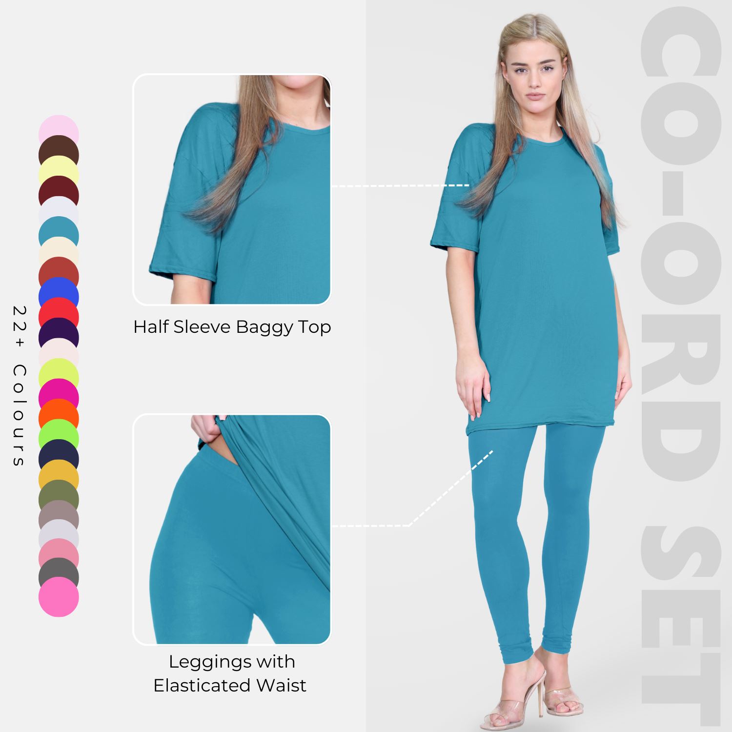 Damas Longline Suelto Camiseta Leggings Gimnasio Chándal Conjunto Coord 2 Piezas Ropa de Salón - Imagen 132 de 155