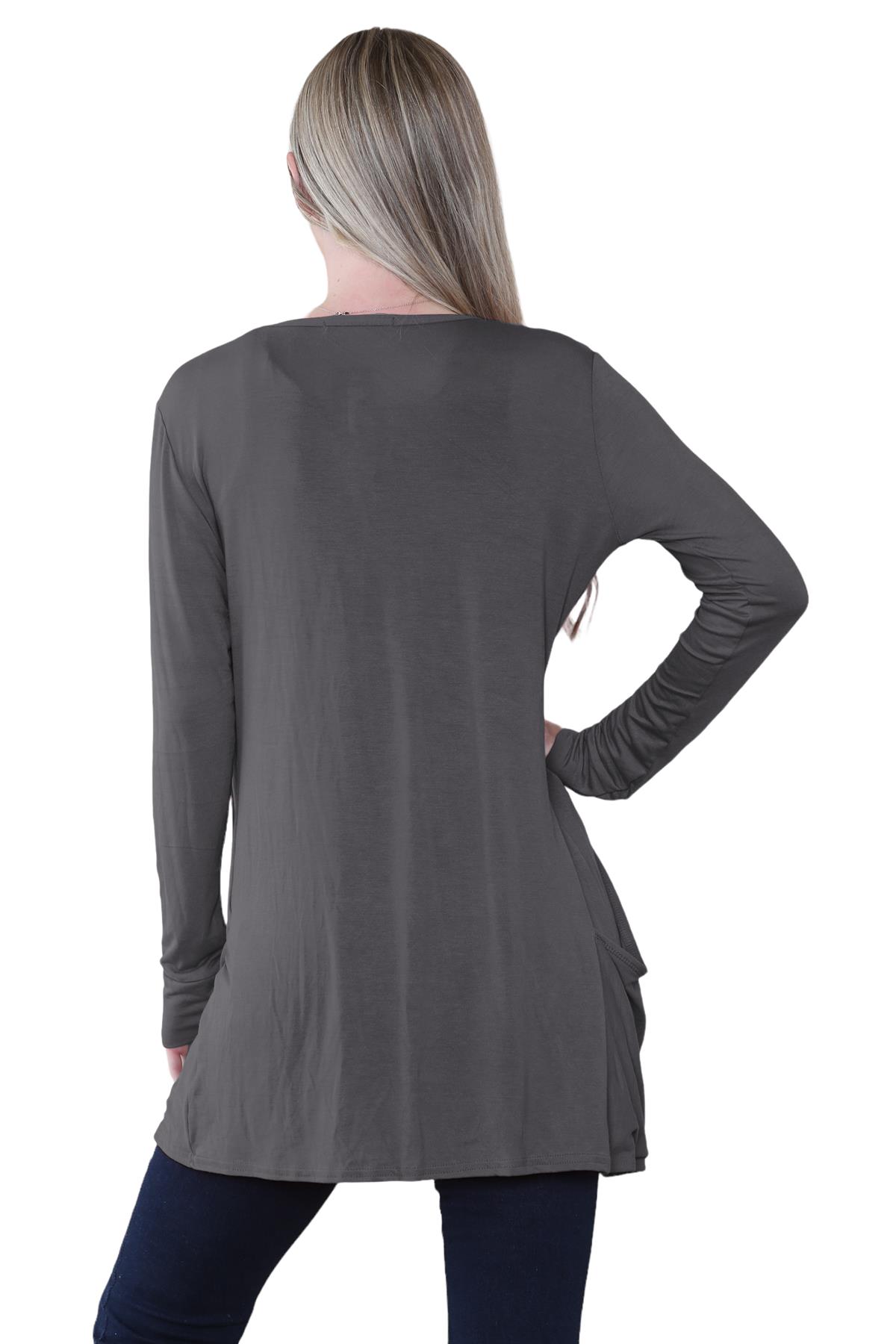 Boyfriend Cardigan Damen schlicht langärmelig offener Tropfen Tasche Freizeit Achselzucken Oberteil - Bild 31 von 148