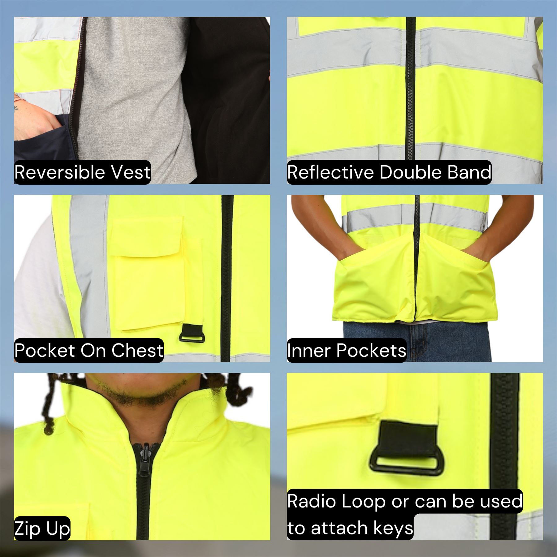 Chaleco reversible impermeable de alta visibilidad para hombre - Imagen 12 de 26